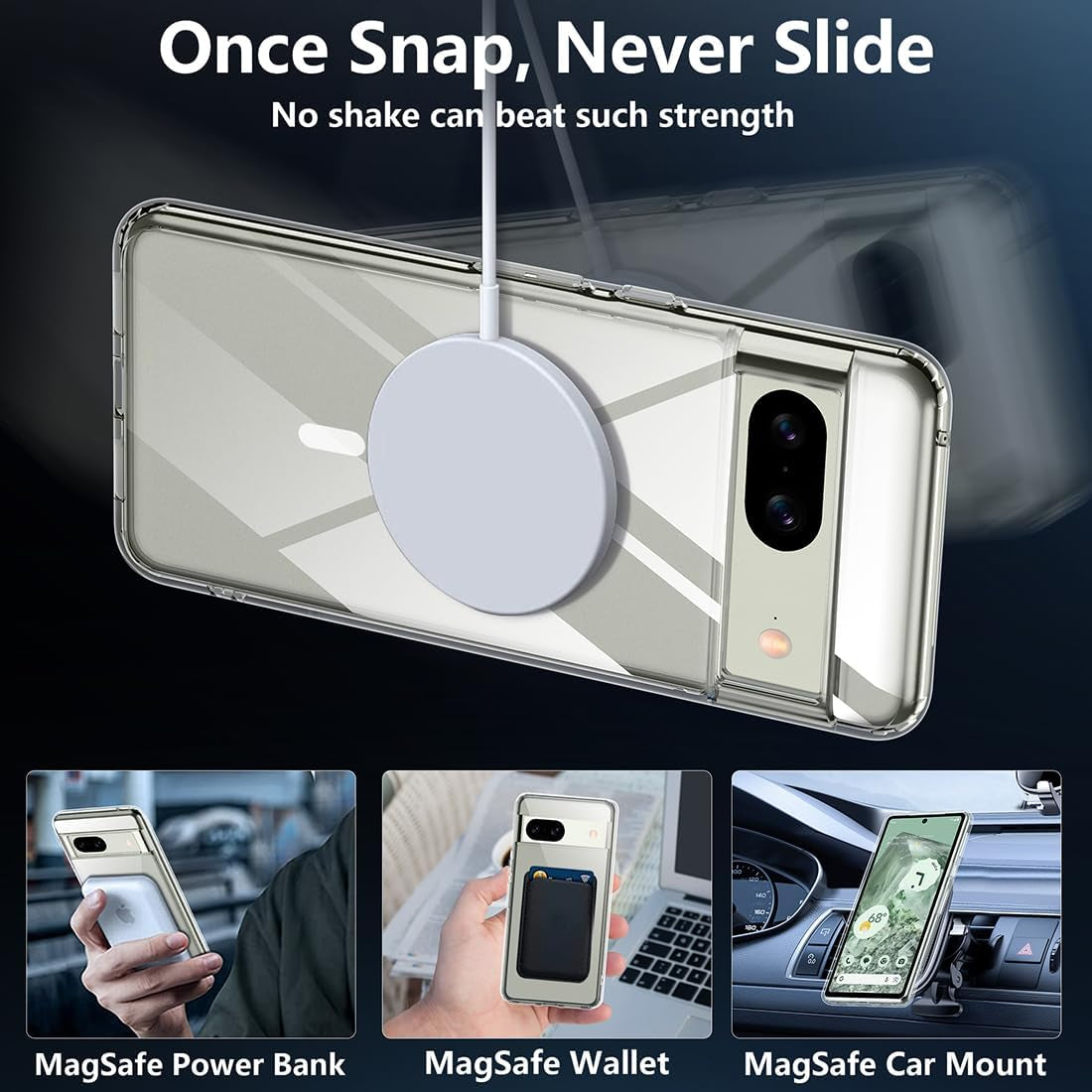 TIANNIUKE Magnetic Case for Google Pixel 8, Translucent Matte Anti-Fingerprint,Compatible with Magsafe,Slim Fit Shockproof Protective Phone Case for Pixel 8 Case (Clear)  TIANNIUKE   