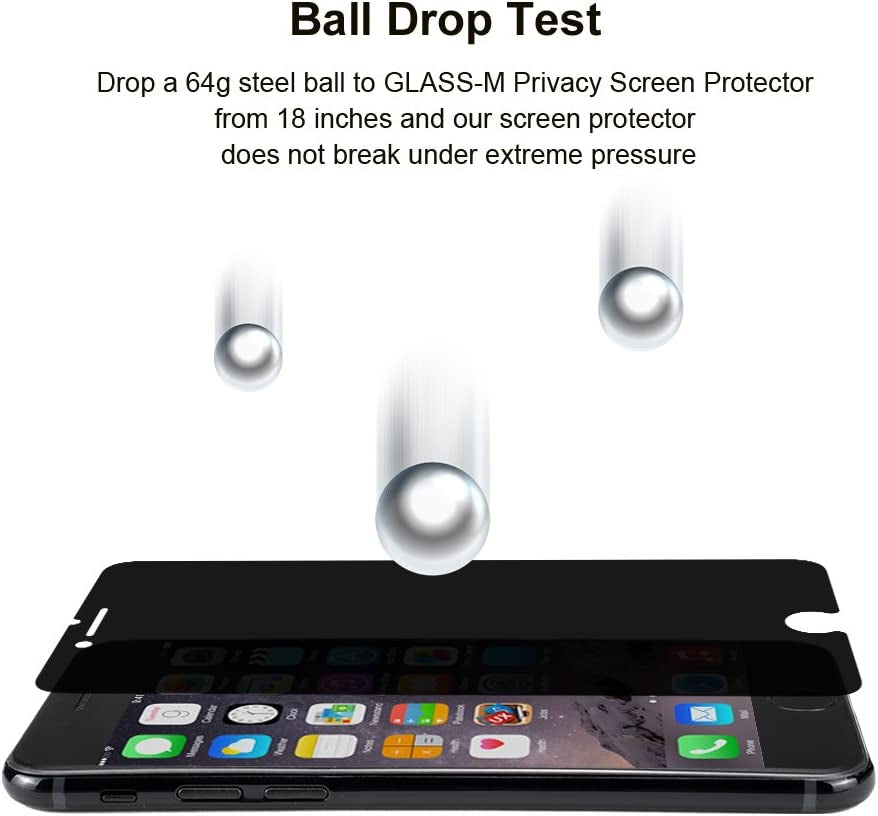 GLASS-M Privacy Screen Protector Compatible with Iphone 6, 6S, 7, 8, 180 Degree Anti-Spy, [Not Full Cover] Case Friendly Tempered Glass Screen Protector Film  GLASS-M   
