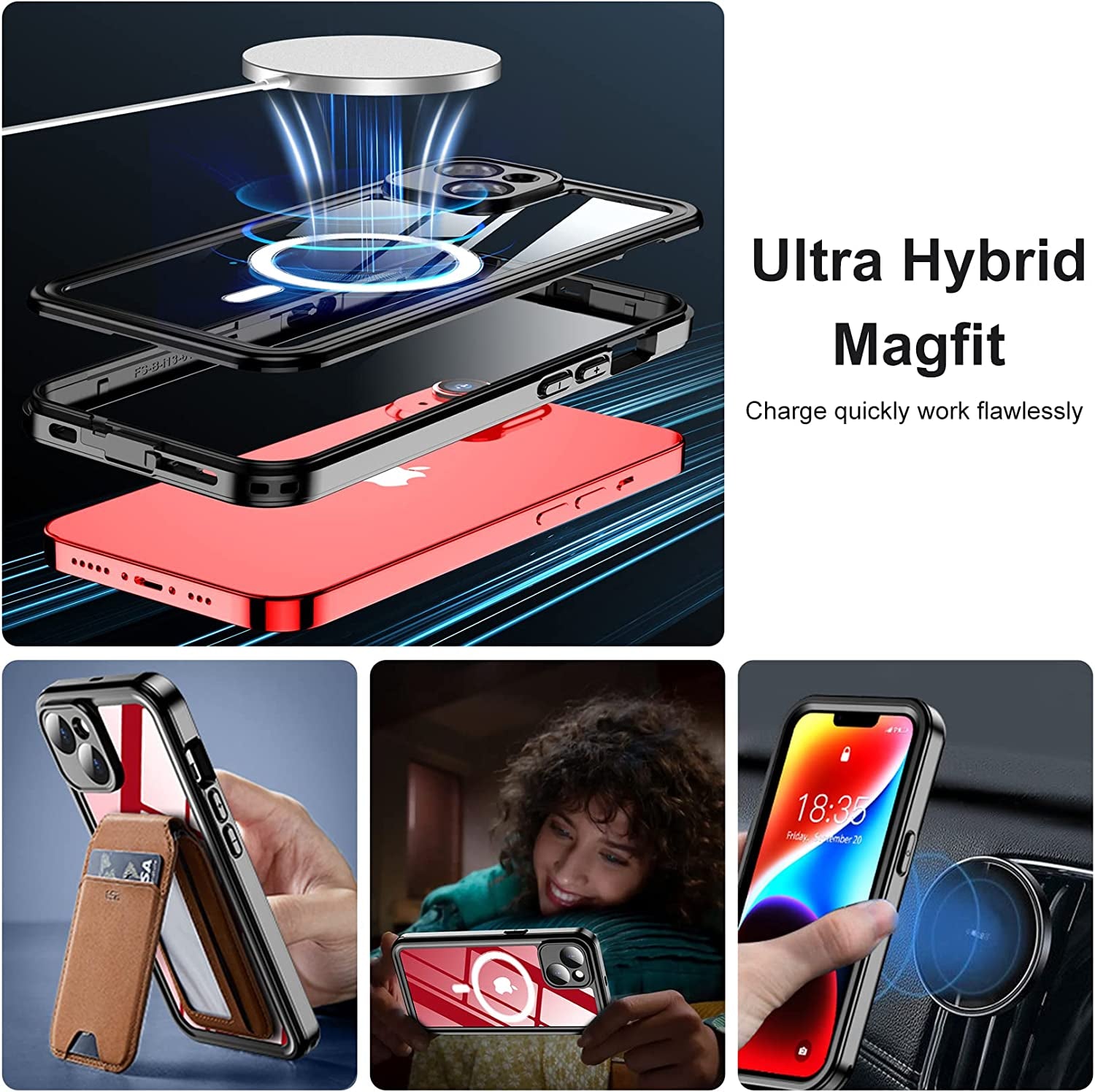 Temdan [Real 360 Magnetic for Iphone 14 Case Waterproof,[Compatible with Magsafe] Built-In Glass Camera Lens & Screen Protection [Military Dropproof][Ip68 Underwater] Shockproof Phone Case  Temdan   
