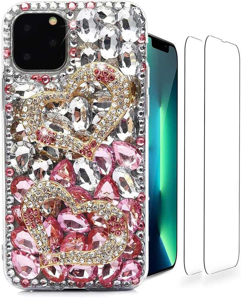 Luziun Glitter Phone Case Compatible with Samsung Galaxy Note 20 Ultra 5G - 3D Luxury Girls Women Shiny Bling Design for Samsung Galaxy Note 20 Ultra 5G  LUZiUN Pink Heart - Case Design For Samsung Galaxy S20 Fe 5G 