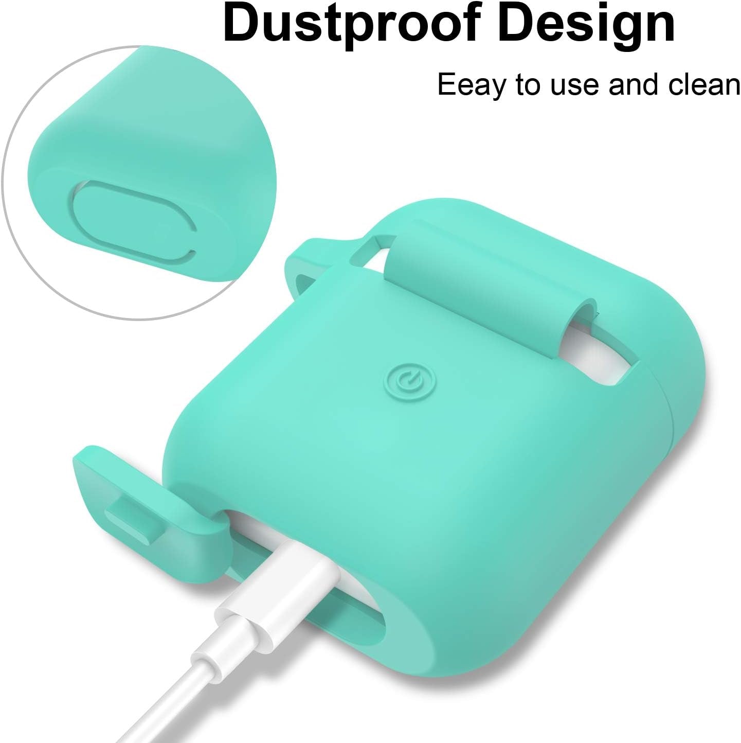 SATLITOG Airpods Case Cover with Secure Lock Keychain, Protective Silicone Cover Compatible with Apple Airpods 2Nd & 1St Charging Case - Mint Green  SATLITOG   