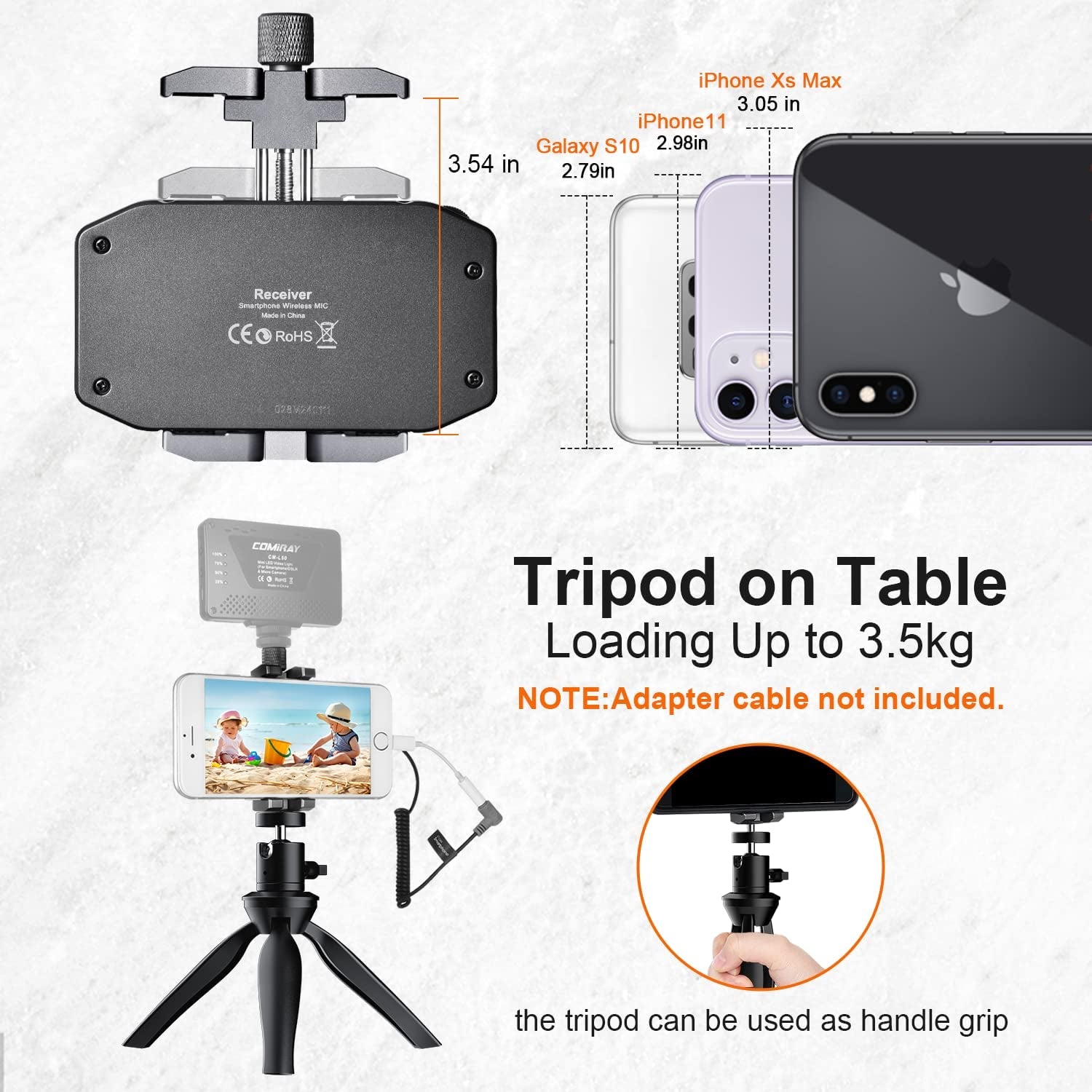 Wireless Microphone for Smartphone, Comica CVM-WS50(H) Handheld Microphone for Iphone/Android Phones Interview, Professional Recording Mic for Sing Video Vlog Youtube Tiktok Facebook Livestream  comica   