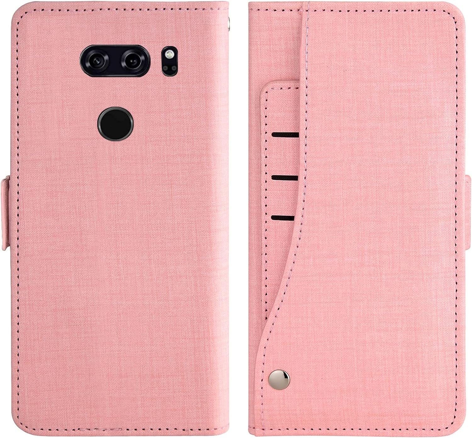 Asuwish Compatible with LG V35 Thinq V30 plus Wallet Case Tempered Glass Screen Protector and Flip Cover Card Holder Cell Phone Cases for LGV30 LGV35 LG30 LG35 V 30 35 V30+ V30S H931 Women Men Pink  NSS   