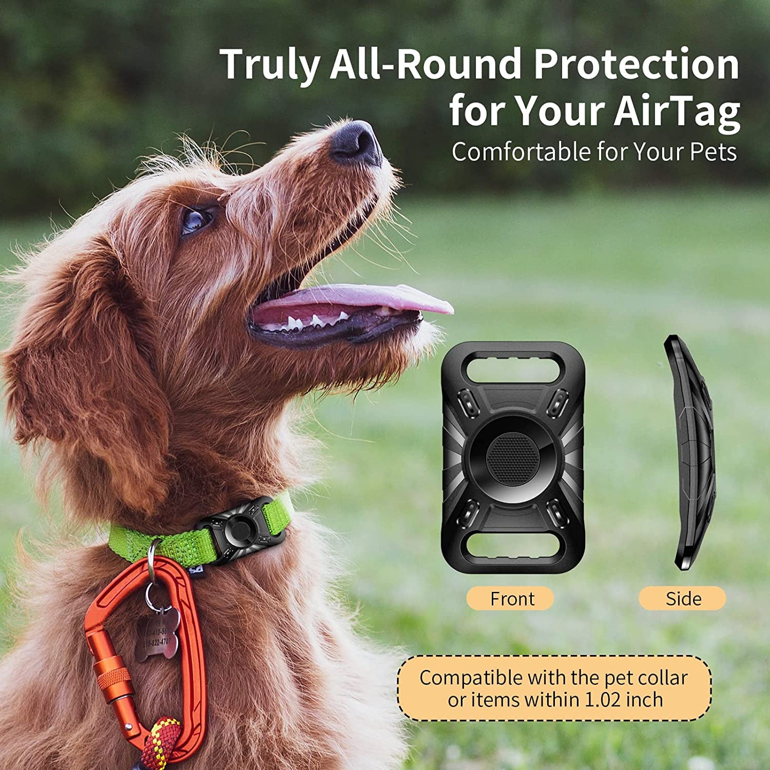 [2Pack] Waterproof Airtag Dog Collar Holder, Wear-Resistant Anti-Scratch Protective Airtag Holder Case Compatible with Pet Collar GPS Pet Trackers for Dogs Big Cats Backpack Strap Etc  Yootte   