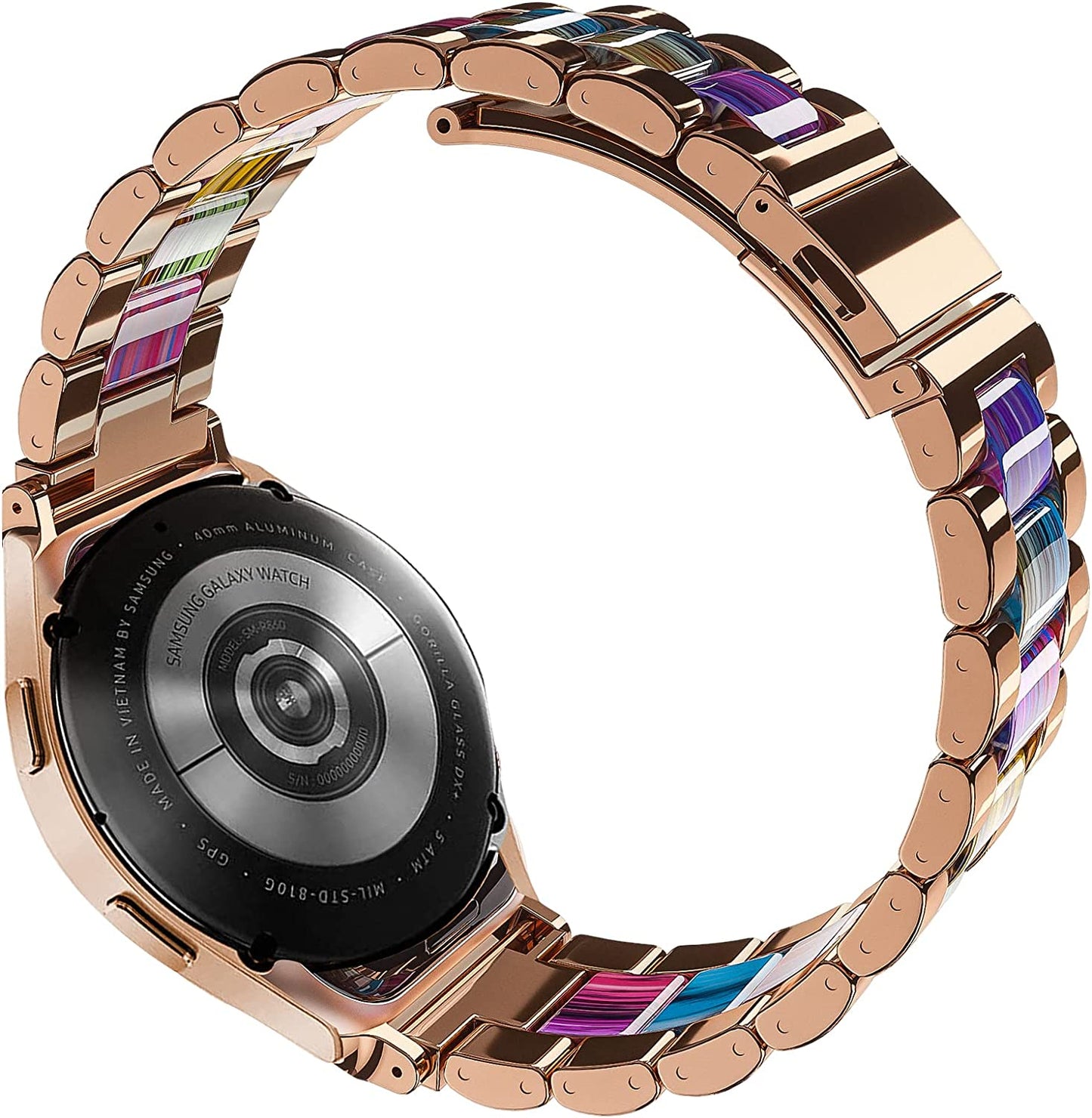 Oribox 20Mm Watch Bands Compatible for Watch Bands, Samsung Galaxy Watch Resin Pink Metal Wristband  ORIbox Resin Color For Other 22MM 