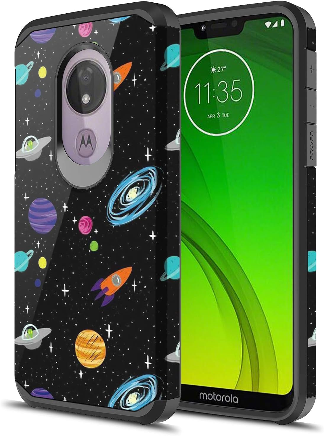 Sofer for Moto G7 Power Case, Moto G7 Supra Case, Hybrid Drop Protection Sleek Slim Dual Layer Shockproof Colorful Graphic Armor Case for LG Moto G7 Power/Supra (Galaxy Mandala)  Sofer Space  