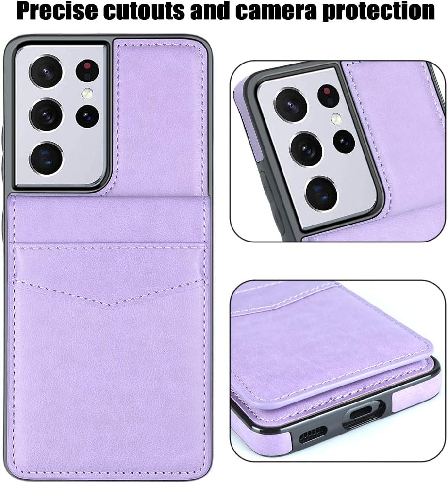 Lakibeibi Samsung Galaxy S21 Ultra Case, S21 Ultra Phone Case, Dual Layer Lightweight Premium Leather Wallet Case with Card Holders Flip Protective Case for Samsung Galaxy S21 Ultra (2021), Purple  LakiBeibi   