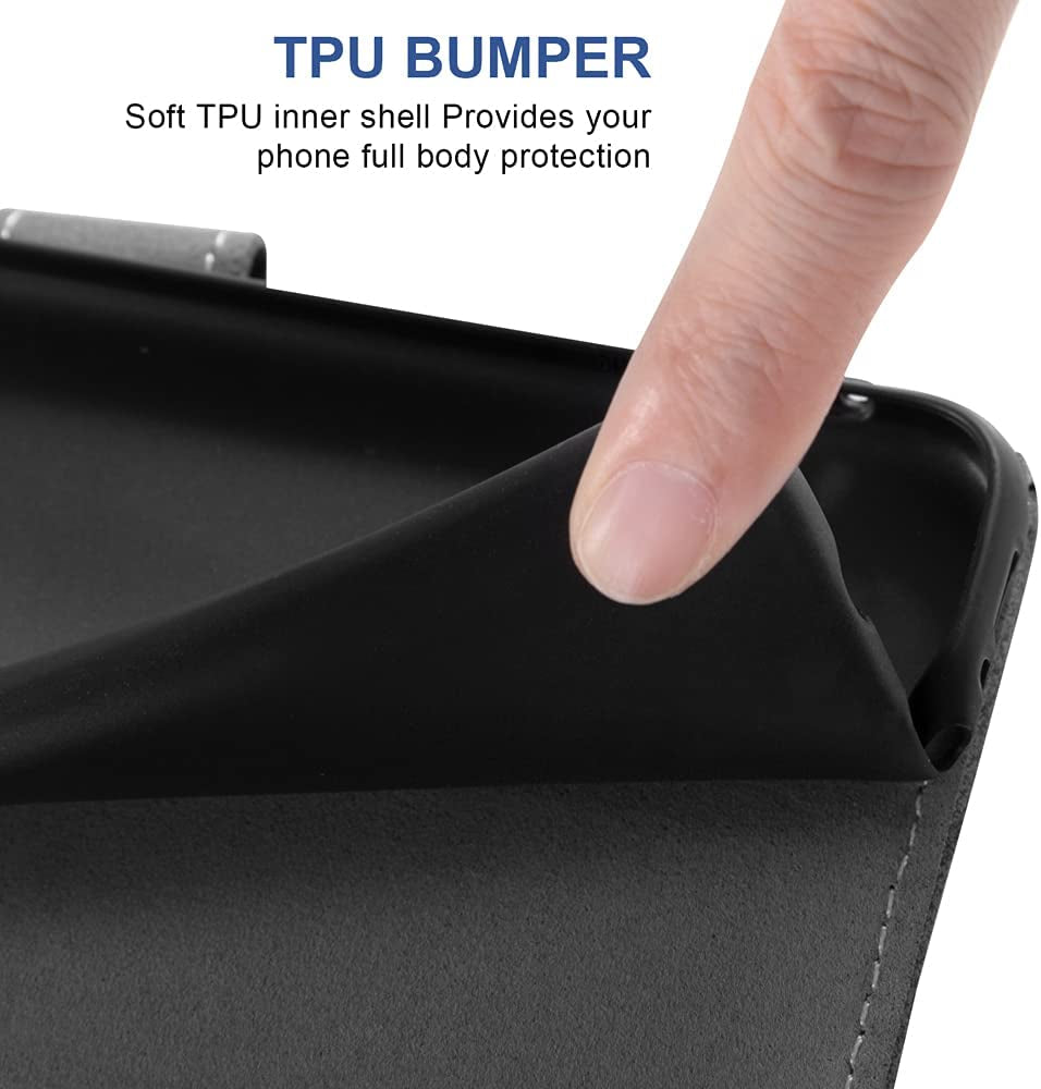 Compatible with LG V40 Thinq Wallet Case and Tempered Glass Screen Protector Flip Cover Credit Card Holder Stand Cell Phone Cases for LGV40 Storm V 40 Thin Q V40Thinq LG40 40V 40Thinq Women Men Black  NSS   