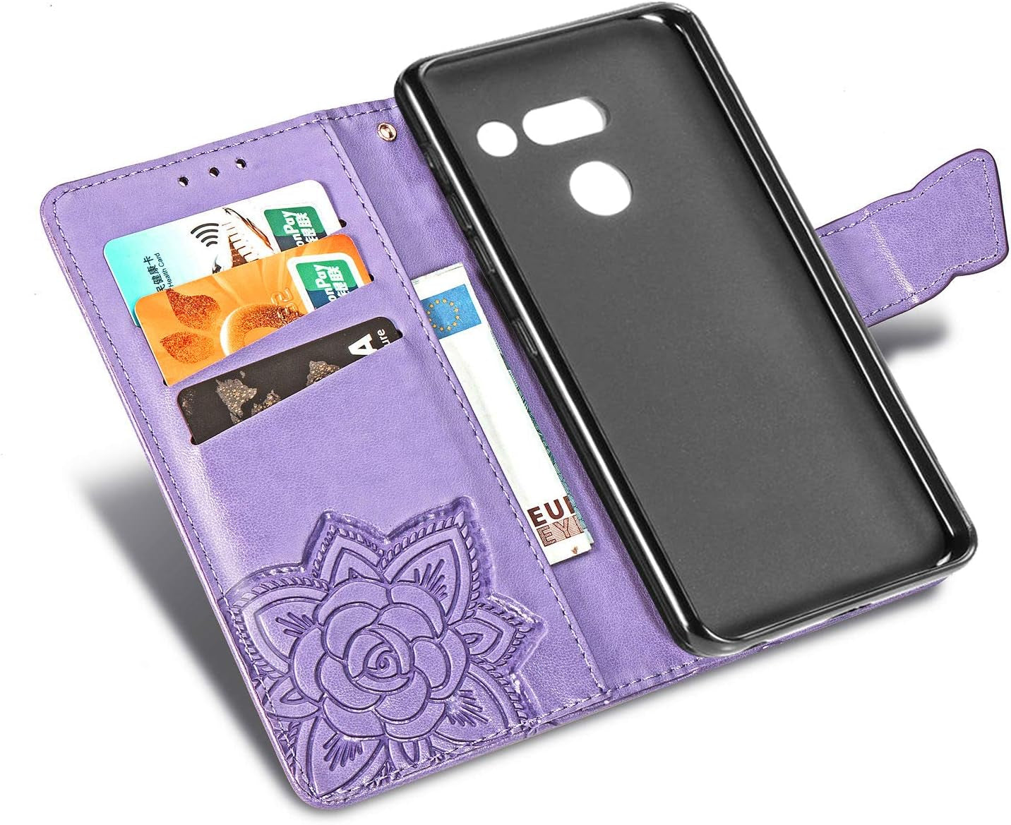 ZYZX LG G8 Thinq Wallet Case,3D Butterfly Flower LG G8 Thinq PU Leather Flip Phone Shell, with Credit Cards Slot and Stand Shockproof Magnetic Protective Cover-Hzd  ZYZX   