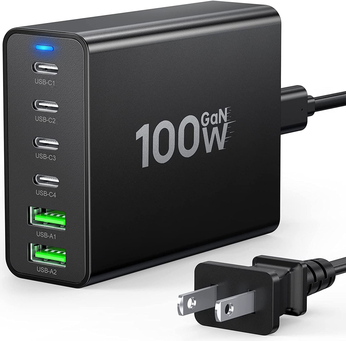 USB C Fast Charger, 100W Gan Compact USB C Charging Station, 6 Port USB Type C Charging Block Hub Power Strip, 4 PD USB C 2 QC USB a Wall Charger for Ipad Iphone 14 13 12 11 Pro Max Pixel Note Galaxy  BOVICAS   