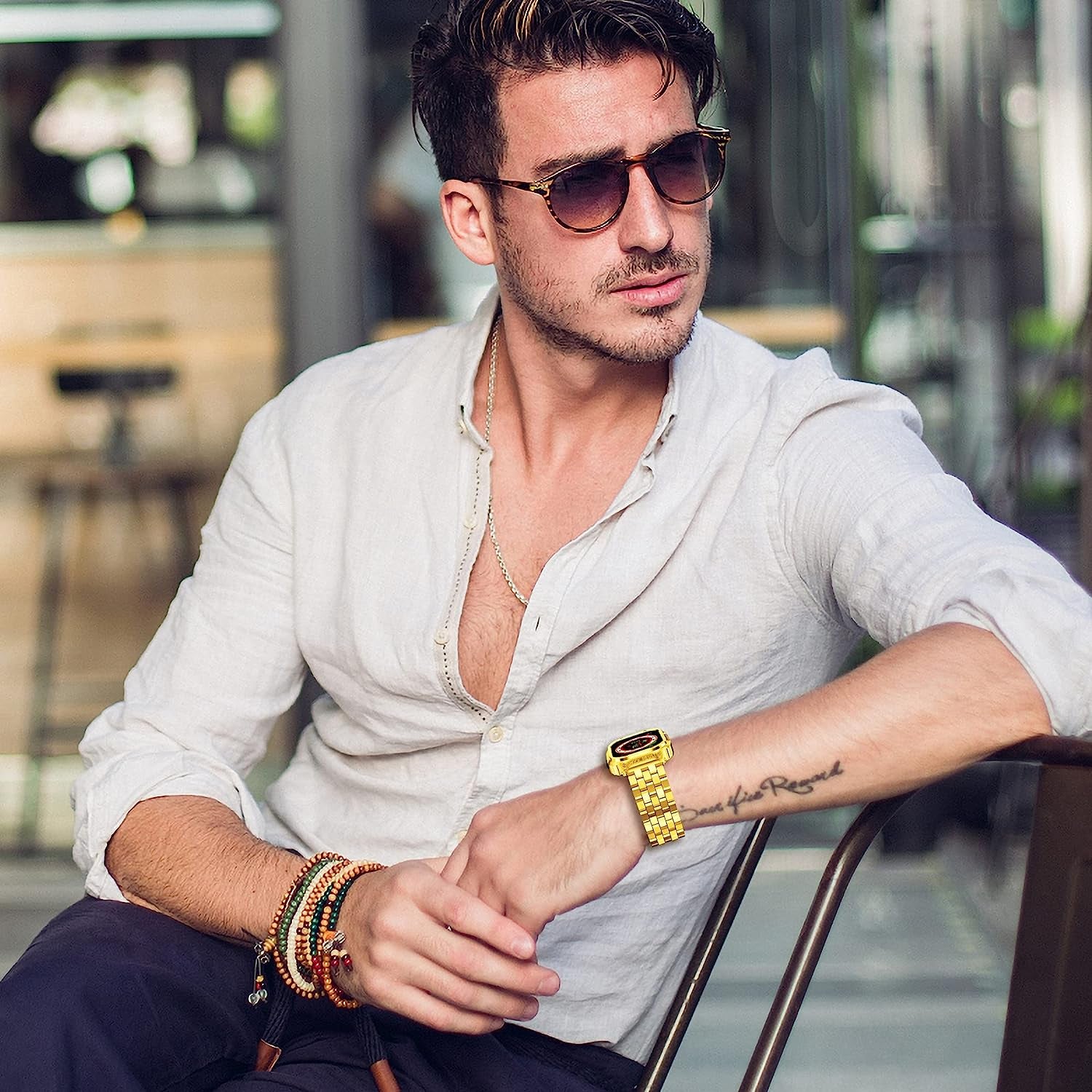 Amznew Apple Watch Bands Compatible for Iwatch Series Ultra (49Mm) 8/7(45Mm/41Mm), 6/5/4/Se(44Mm/40Mm) 3/2/1(42Mm/38Mm), Stainless Steel Iwatch Bands with Case and Protective Cover Men  Amznew   