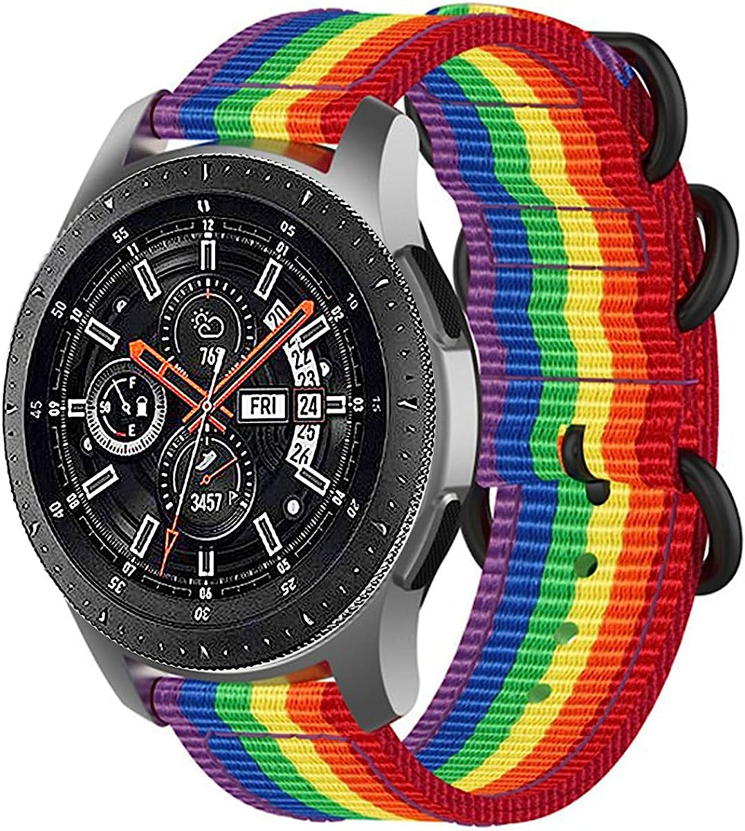 20Mm Watch Band Rainbow Pride for Samsung Watch 4 44Mm/40Mm/ Watch4 Classic 46Mm/42Mm,3 41Mm/42Mm/46Mm Galaxy Active 2 40Mm 44Mm/Gear Sport/S4/S2,Women LGBTQ Nylon Bands Replacement Quick Release for Garmin Accessories  NYKKOLA   