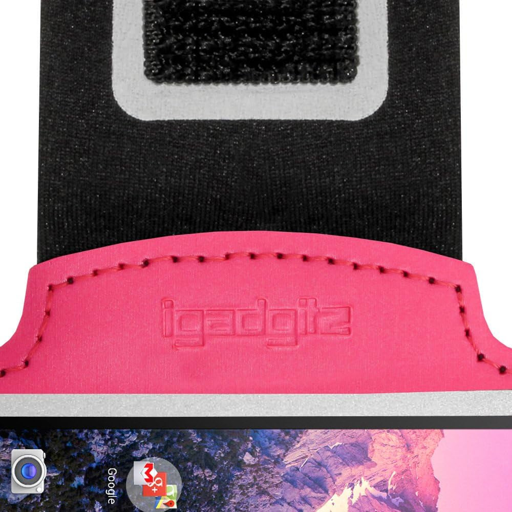 Igadgitz U2761 Anti-Slip Reflective Neoprene Armband Compatible with Sony Walkman NWZ-E585 and NWZ-E380 Sports Jogging Gym - Pink  igadgitz   