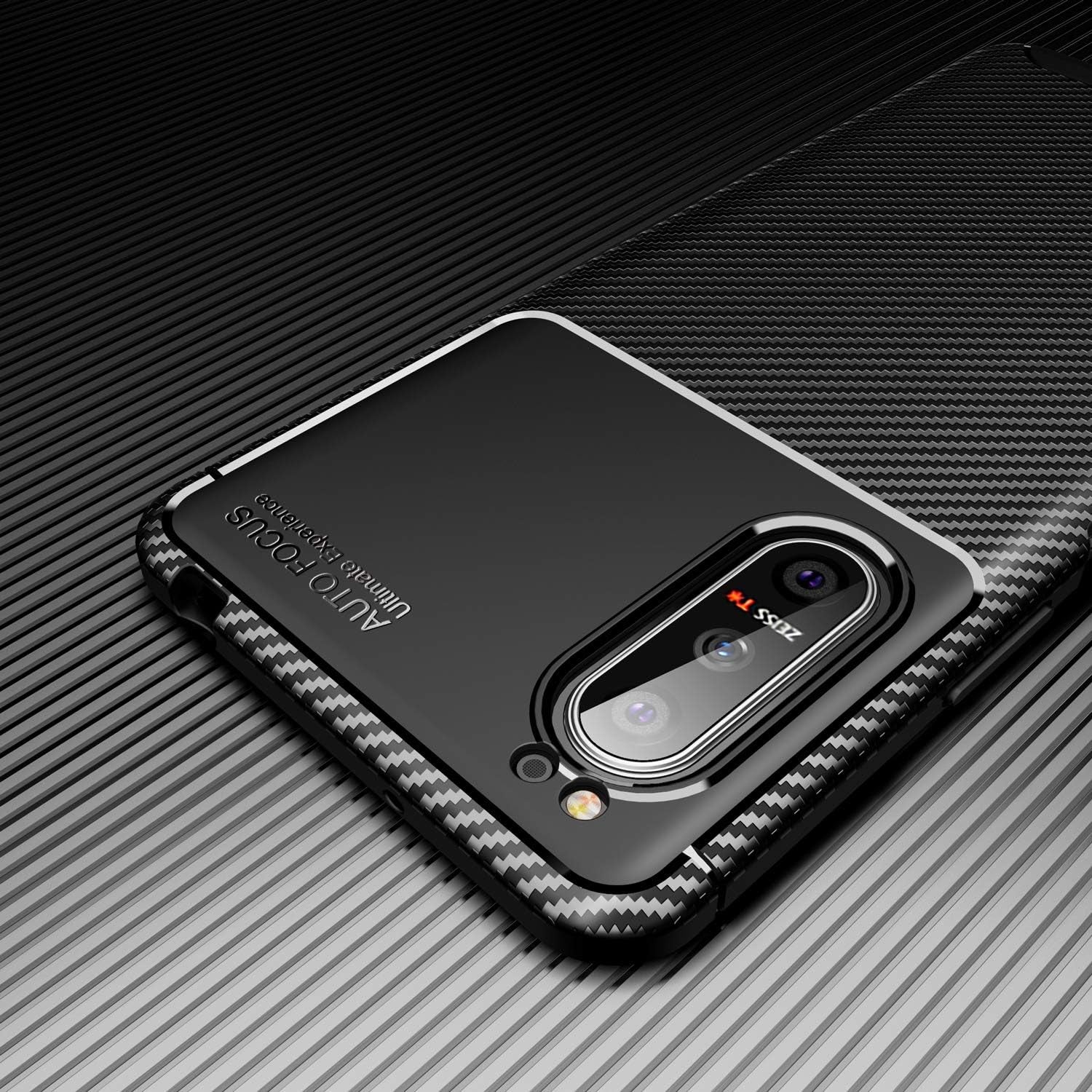 Cruzerlite Case Compatible with Sony Xperia 5 II Case, Carbon Fiber Texture Design Cover Anti-Scratch Shock Absorption Case Made for Sony Xperia 5 II (2020) (Carbon Black)  Swiss Case Limited   
