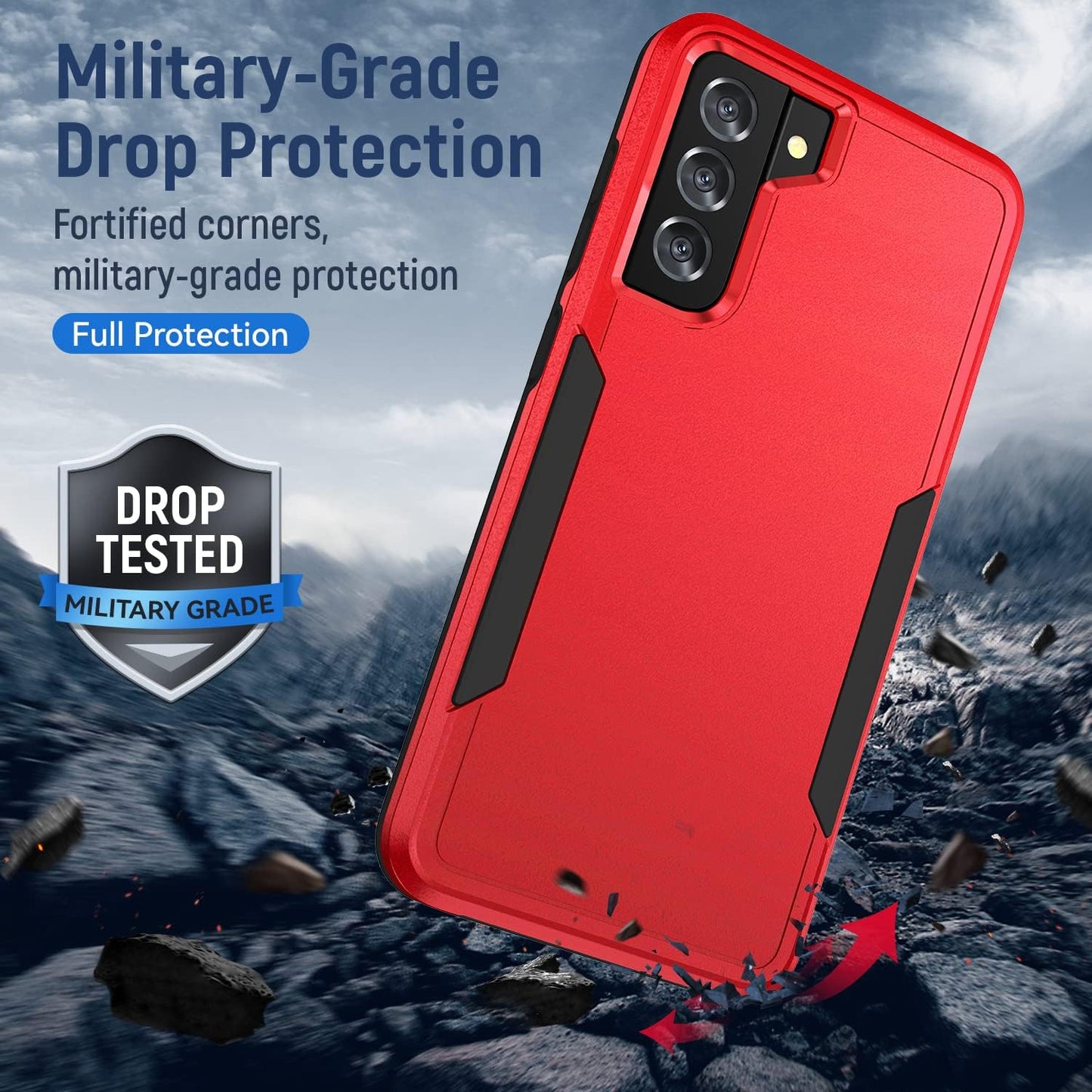For Samsung Galaxy S21 plus Case, Galaxy S21 plus Case with HD Screen Protector [Military Grade Drop Tested] Heavy-Duty Tough Rugged Shockproof Protective Case for Samsung S21 Plus, Red  BOYOSS   