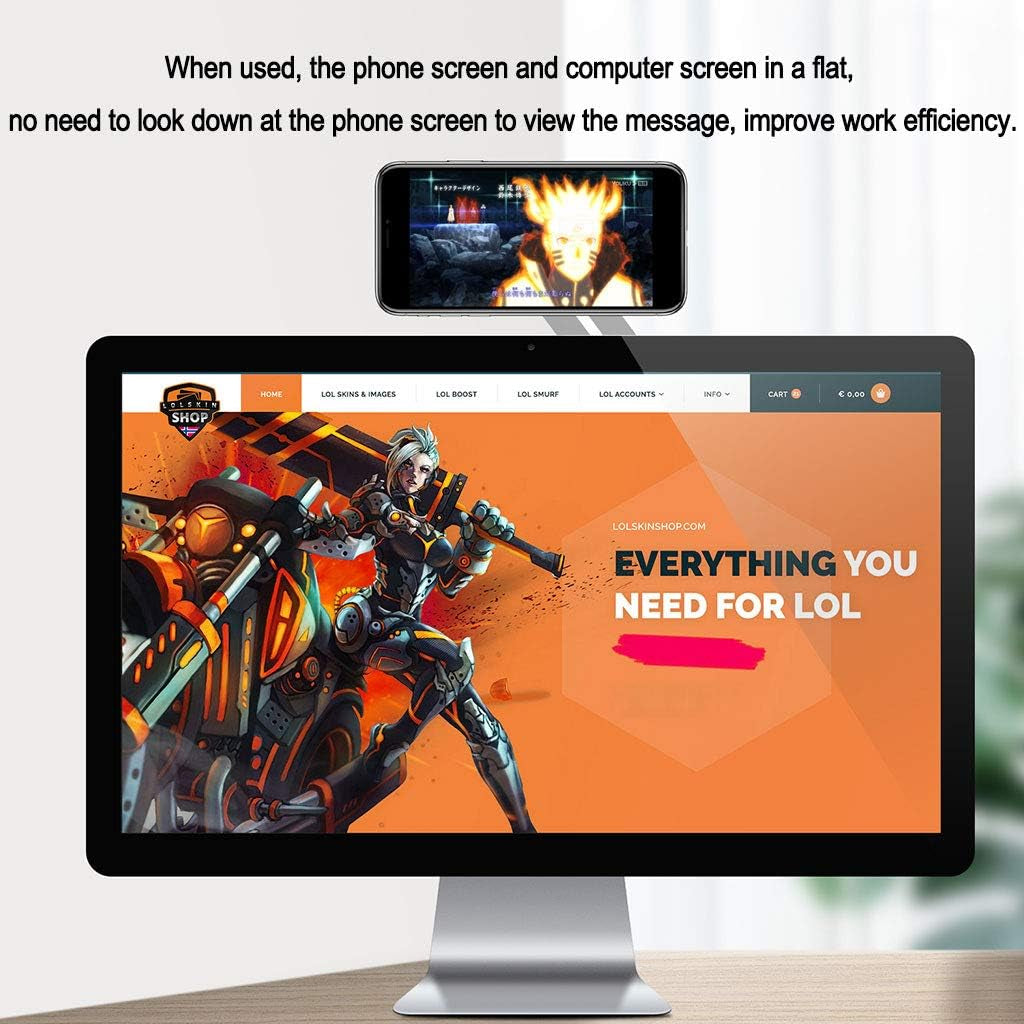 Side Mount Clip for Laptop Magnetic Cellphone Mount Universal Aluminum Alloy Laptop Expansion Bracket Magnetic Cell Phone Holder Fixed Clip on Flat and Slim Monitor or Laptop Monitor (1)  JACKAILL   