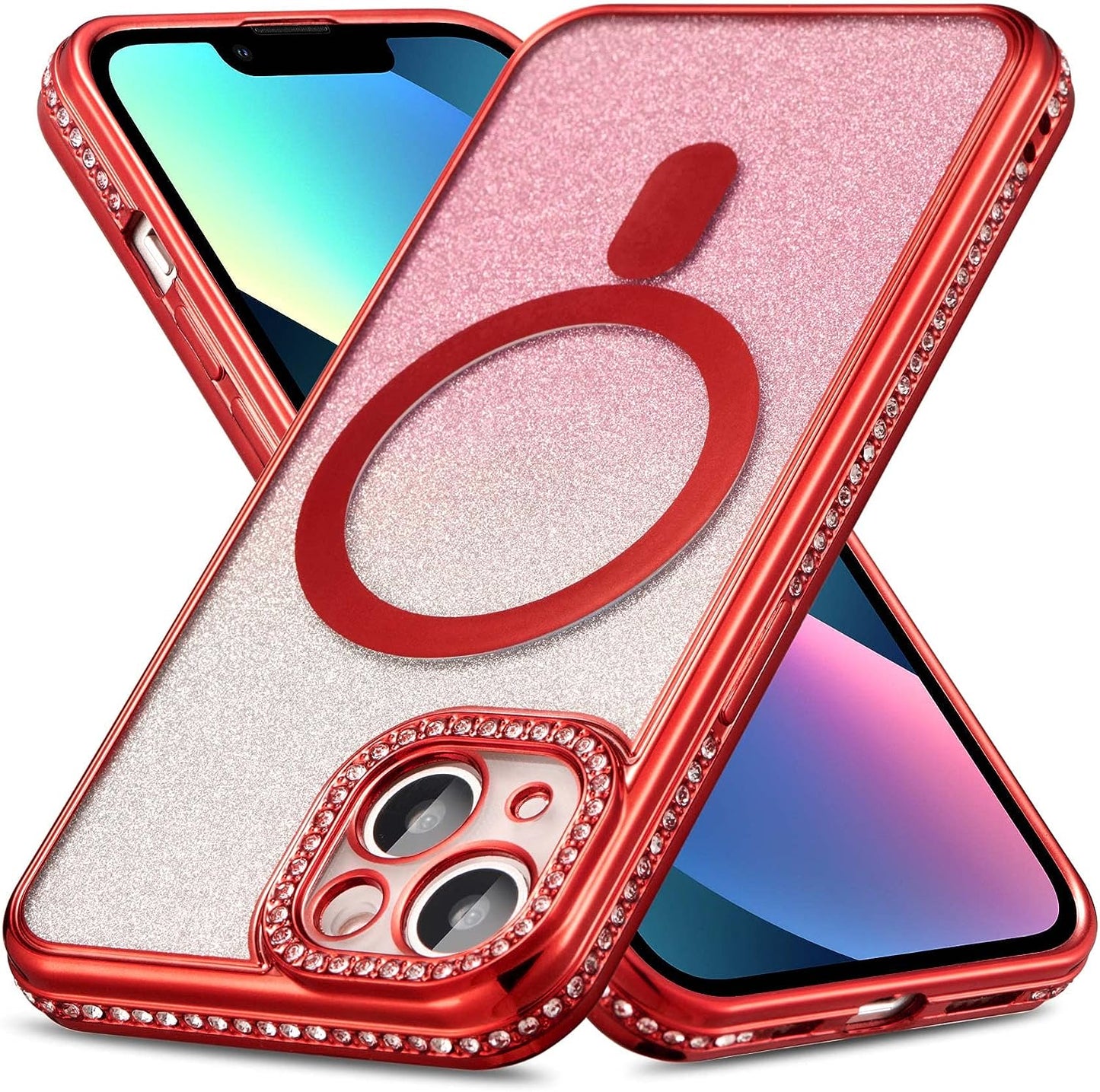 ZCDAYE Case for Iphone 13, Iphone 13 Phone Case Compatible with Wireless Charging,Blue Edge Electroplated Transparent Soft TPU Shockproof Case Cover for Iphone 13(6.1 Inches) - Blue  ZCDAYE N-Red Iphone 13 