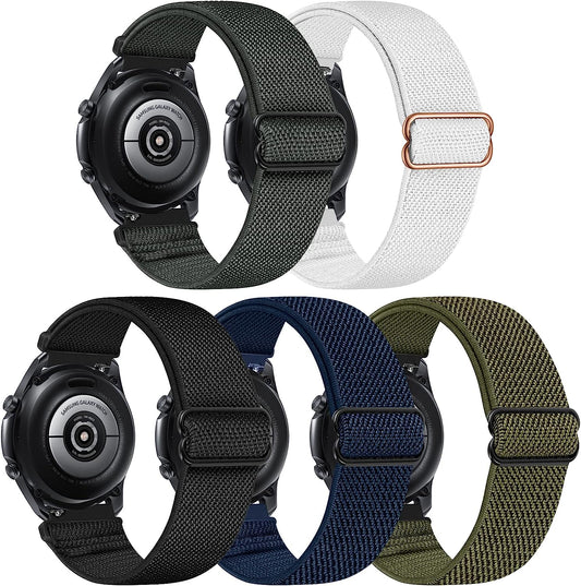 22Mm Bands Compatible with Samsung Galaxy Watch 3 45Mm Band/Galaxy Watch 46Mm/Gear S3 Frontier, Stretchy Adjustable Elastic Nylon Woven Sport Loop 22Mm Wristband for Men Women, 5 Packs  HPJK   