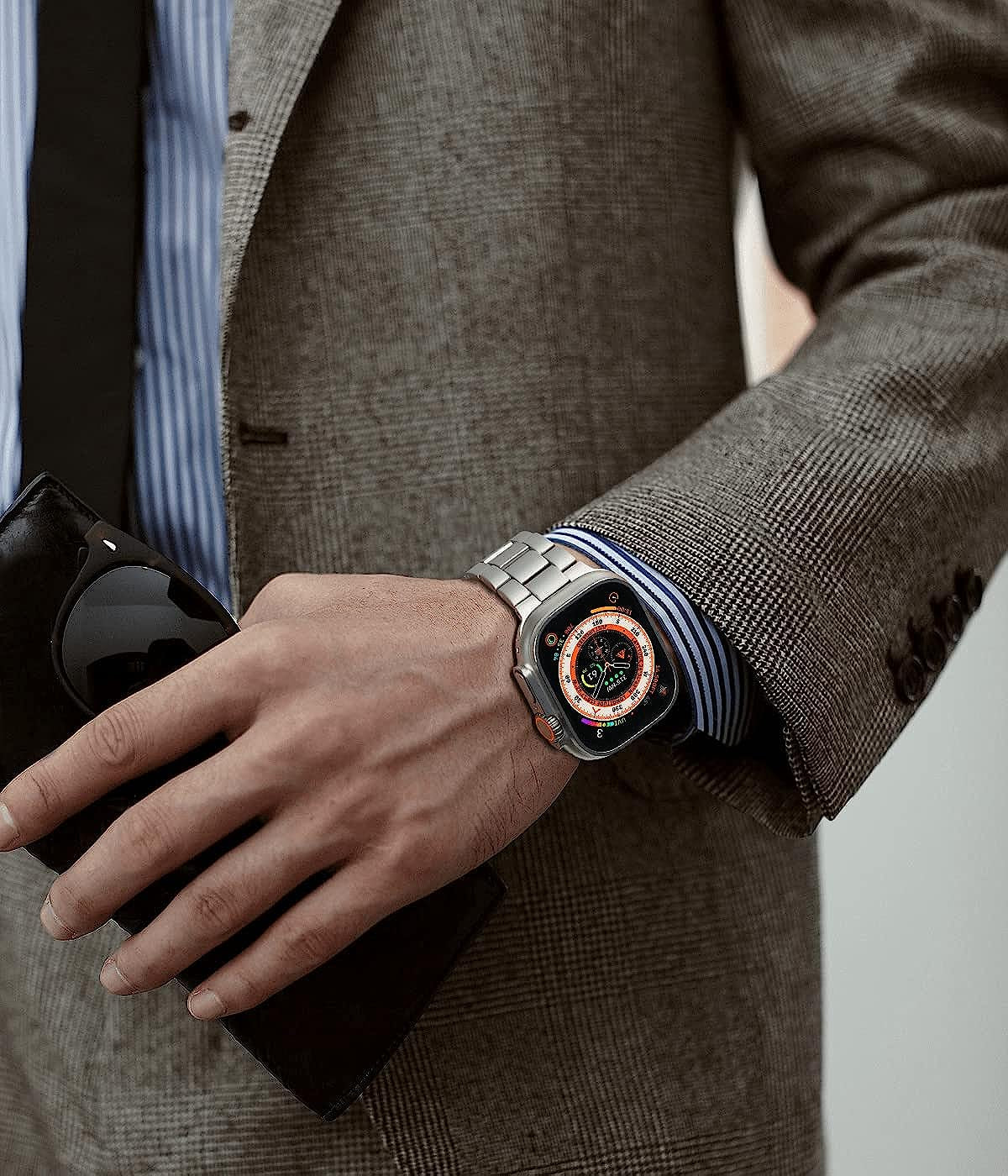 Wolait Titanium Band Compatible with Apple Watch Ultra Band 49Mm 45Mm 44Mm 42Mm, Genuine Titanium Iwatch Band with Double Button Clasp for Women Men  Wolait   