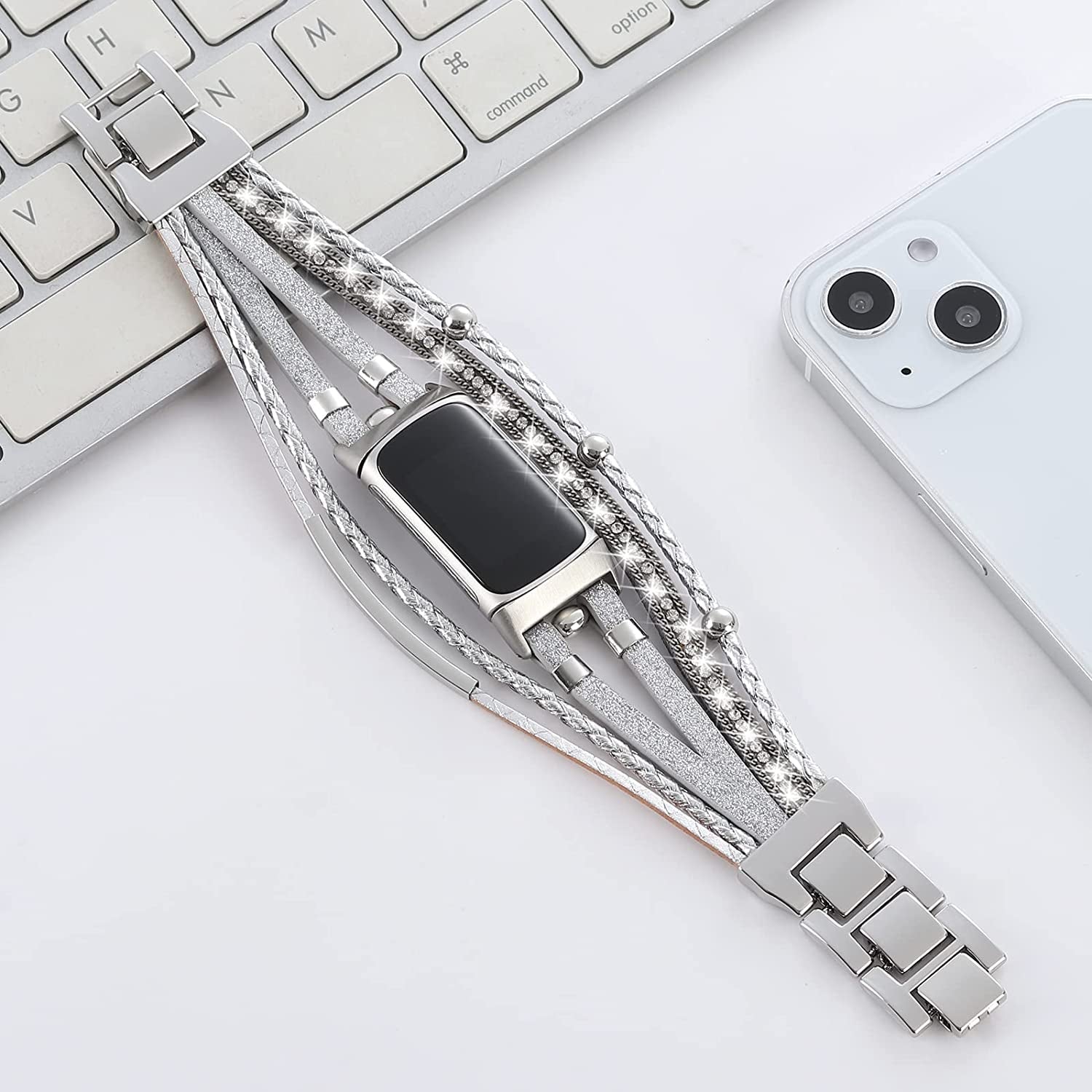 YOSWAN Leather Bands Compatible with Fitbit Charge 5 Bands for Women, Boho Handmade Multilayer Wrap Bracelets Jewelry Strap Wristband Replacement for Fitbit Charge 5 Fitness Tracker  YOSWAN   