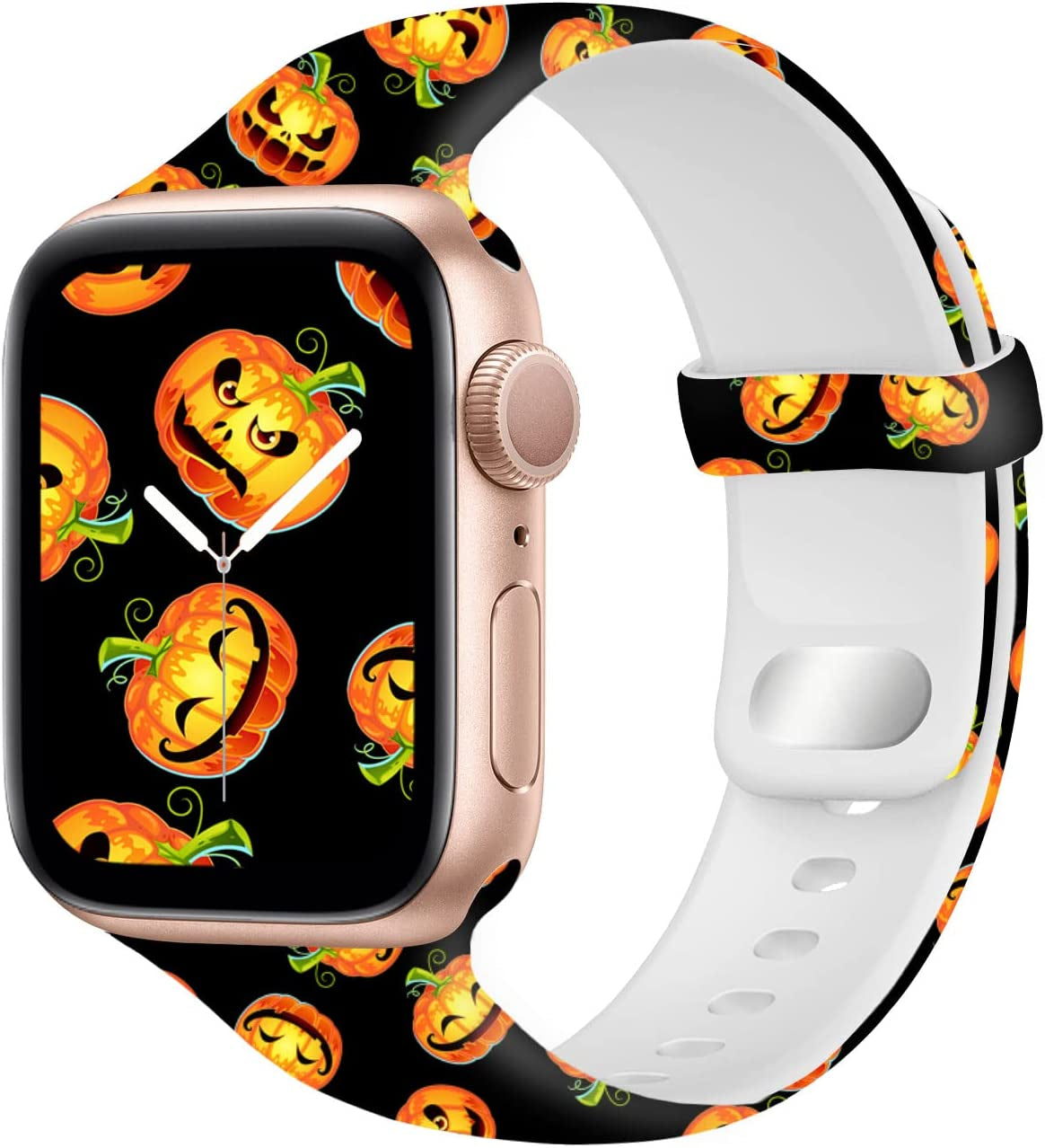 NUKELOLO Sport Band Compatible with Apple Watch Bands 38Mm 41Mm 40Mm 45Mm 44Mm 42Mm, Soft Silicone Replacement Strap Compatible for Iwatch Series SE 7 6 5 4 3 2 1 Women Men  NUKELOLO Pumpkin 38mm/40mm/41mm 