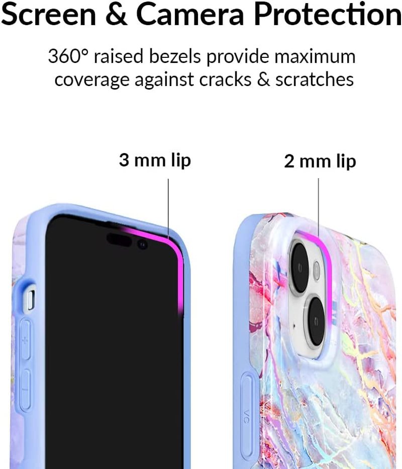 Velvet Caviar Designed for Iphone 14 Case for Women [10Ft Drop Tested] Compatible with Magsafe - Cute Magnetic Phone Cover - Protective Microfiber Lining (Holographic Blue Marble)  Velvet Caviar   