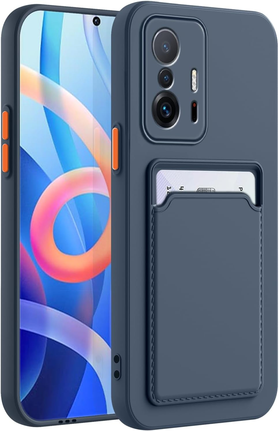 For Xiaomi Mi 11T Case, Xiaomi 11T Pro Case with Minimalist Credit Card Holder Slot TPU Soft TPU Silicone Scratch-Resistant Slim Card Slot Wallet Case Protective Cover for Xiaomi 11T Pro/Mi 11T-Purple  TSAYGFK Dark Blue  