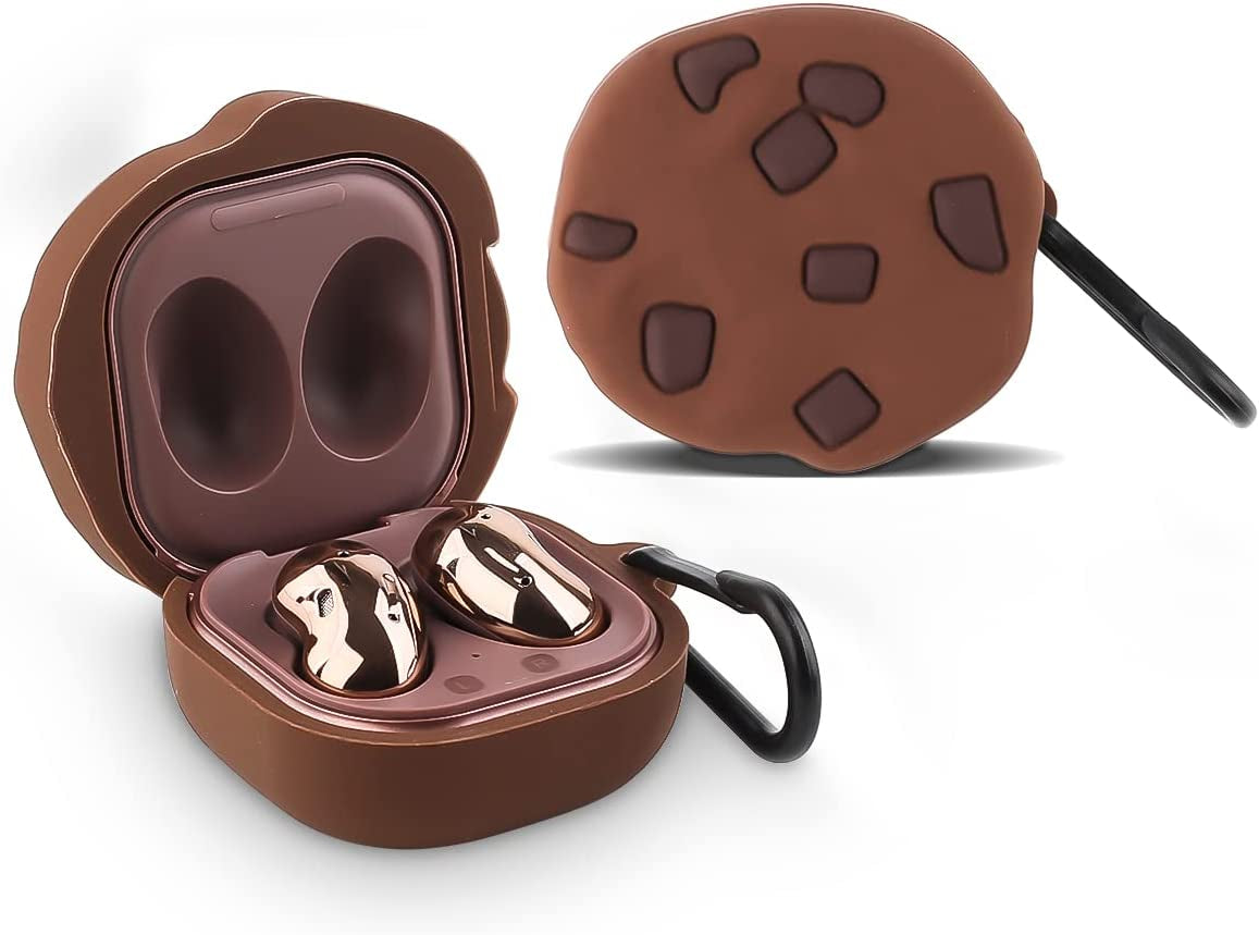 Suublg Silicone Cartoon Earbuds Case Protective Cover with Keychain Fit Designed for Samsung Galaxy Buds2 Pro (2022) /Galaxy Buds 2 (2021) /Galaxy Buds Pro (2021) /Galaxy Buds Live (2020)  Suublg Cookie  