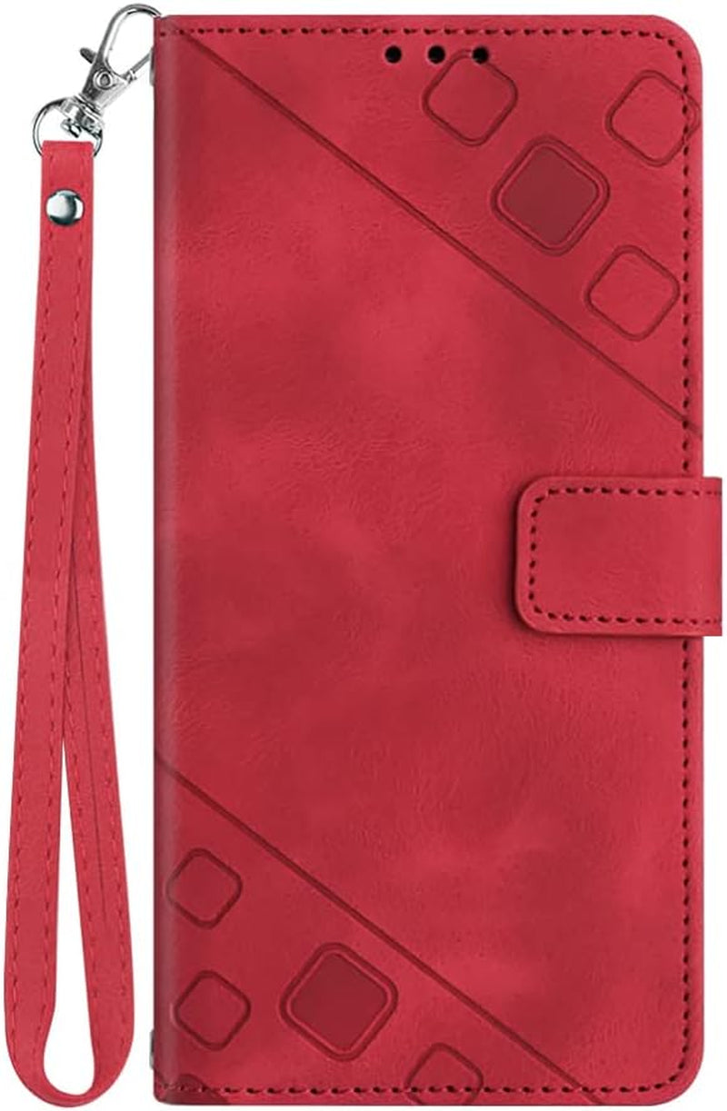 NVWA Compatible with Sony Xperia 1 V Case Wallet with Credit Card Slots Kickstand Wrist Strap and Long Lanyard Blue Leather Crossbody Protective Cover with Embossed Design  NVWA Red With Leather Wrist Strap Moto G72 
