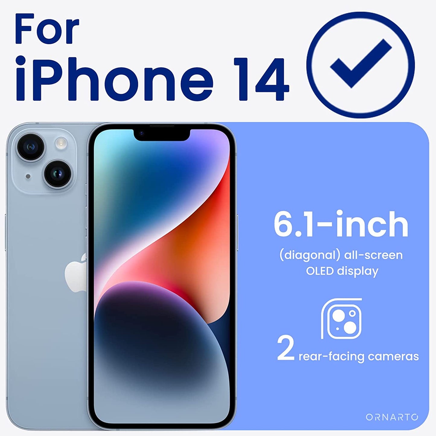 ORNARTO Compatible with Iphone 14 Case 6.1, Slim Liquid Silicone 3 Layers Full Phone Covered Soft Gel Rubber Case Protective Phone Cover 6.1 Inch-Baby Blue  ORNARTO   