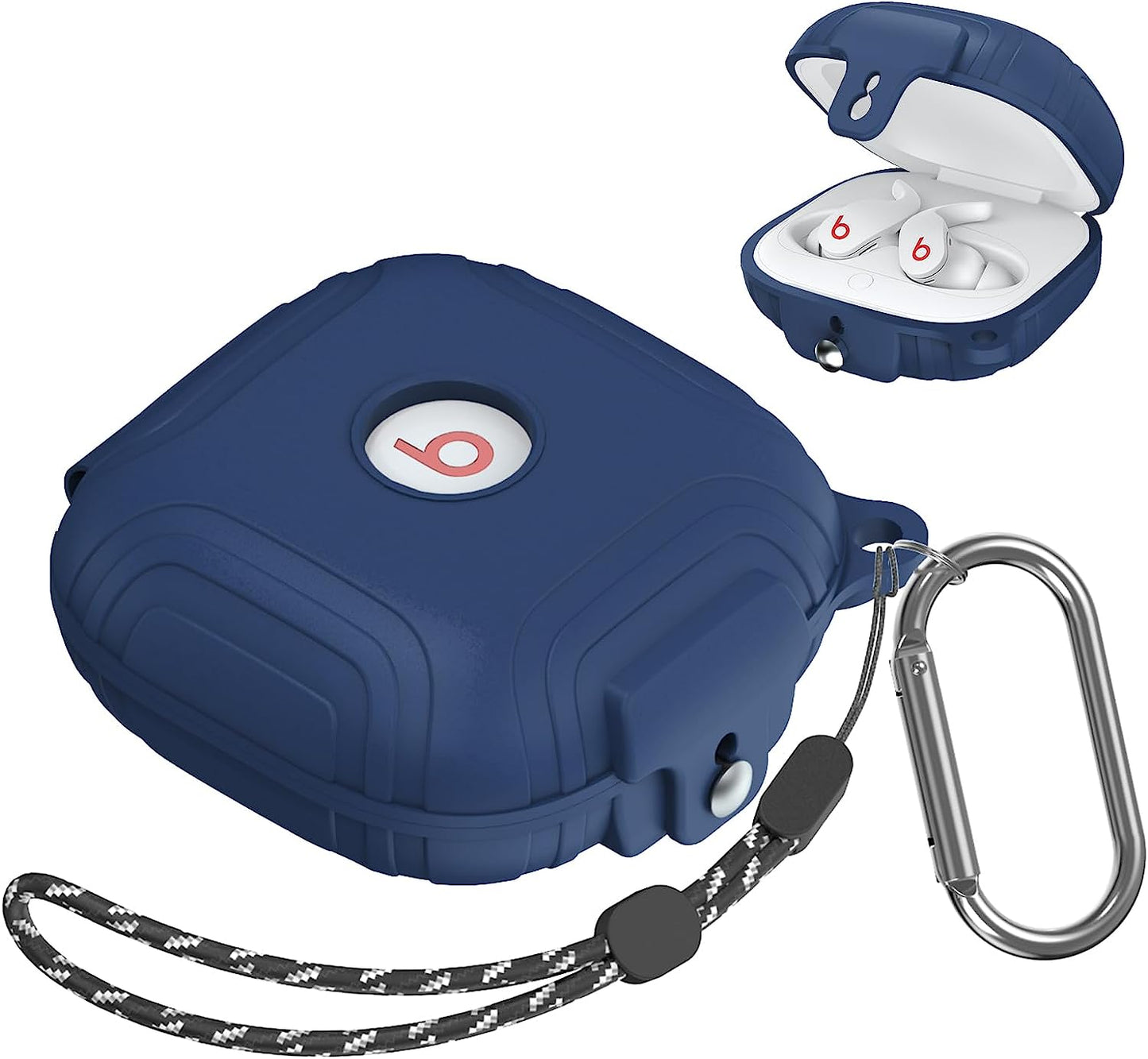 [Lock Buckle] Beats Fit Pro Case Cover, Silicone Protector Case for Apple Beats Fit Pro, Shockproof Beats Fit Pro Earbuds Case, Skin Full Protective Shell with Keychain/Lanyard Accessories (Blue)  UCPOVT   