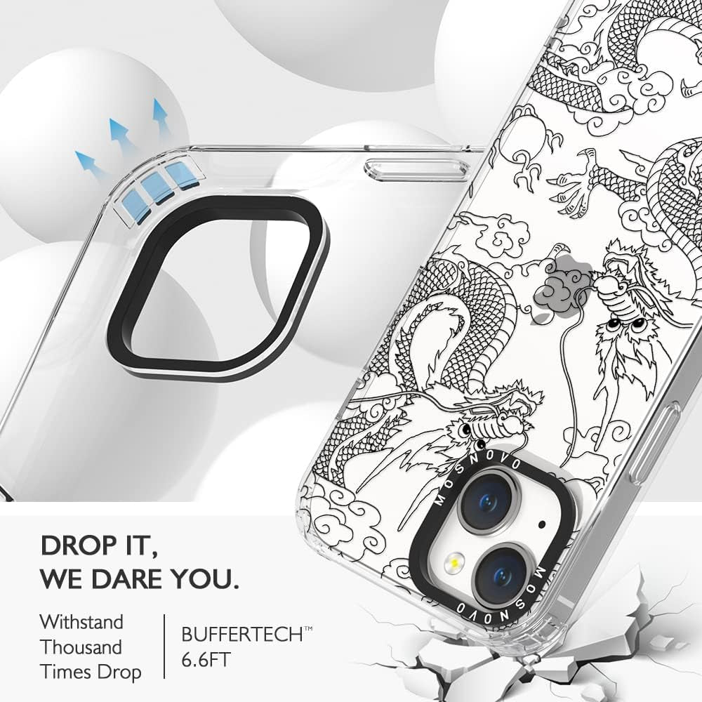 MOSNOVO Compatible with Iphone 14 plus Case, [Buffertech 6.6 Ft Drop Impact] [Anti Peel off Tech] Clear TPU Shockproof Bumper Phone Case Cover with Black Dragon Designed for Iphone 14 plus 6.7"  MOSNOVO   