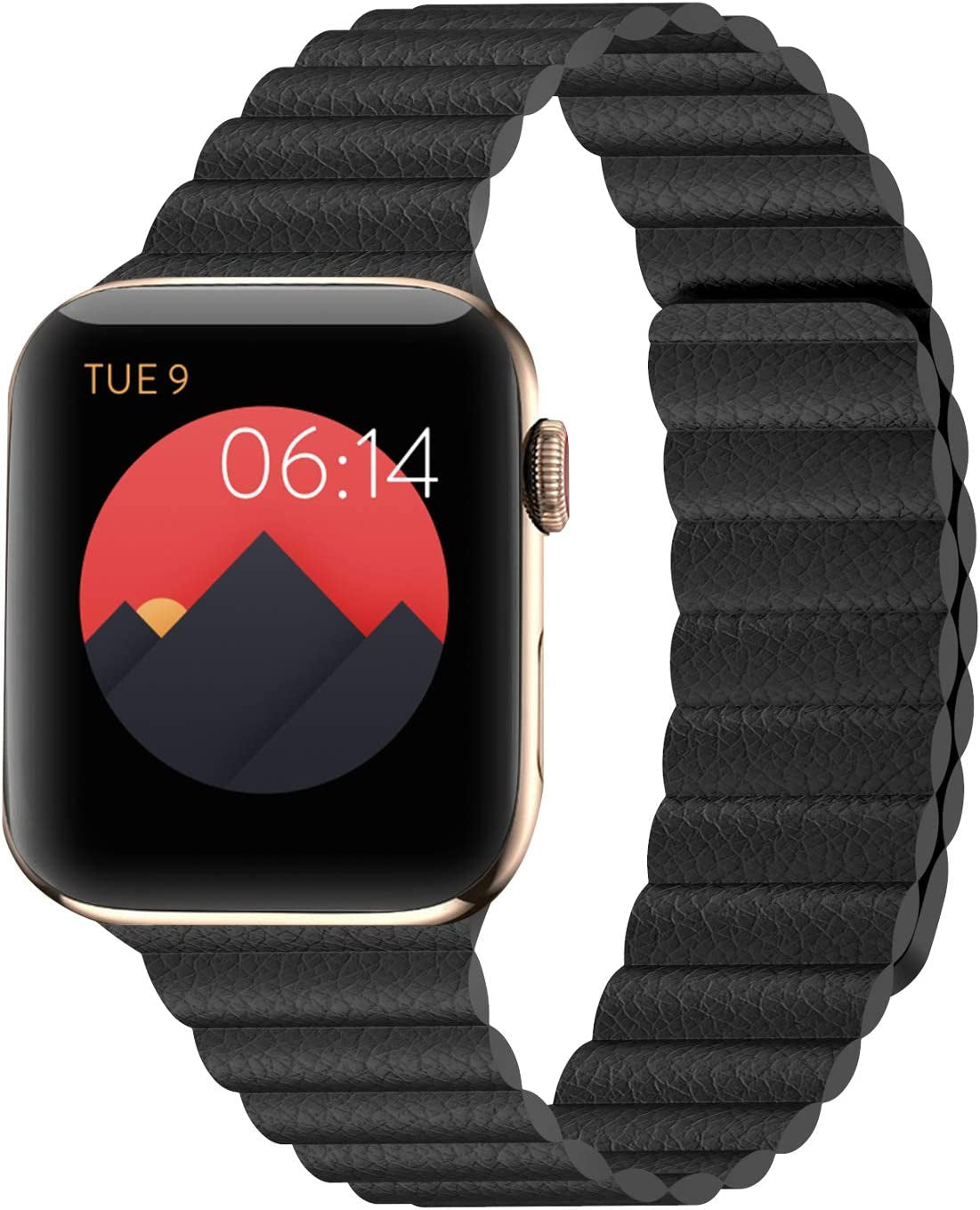 INI Compatible with Apple Watch Band 49Mm 45Mm 44Mm 42Mm 41Mm 40Mm 38Mm - Enhanced Adjustable Leather Strap with Magnetic Closure System for Iwatch Series Ultra/8/7/Se/6/5/4/3/2/1 - Black  INI Technologies   