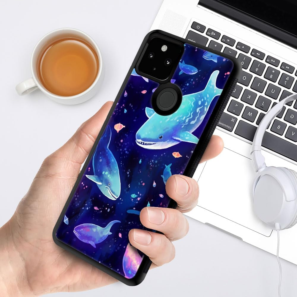 CARLOCA Compatible with Google Pixel 5 Case,Corlorful Purple Shark Pattern Design for Girl Boy Shockproof Anti-Scratch Case for Google Pixel 5  CARLOCA   