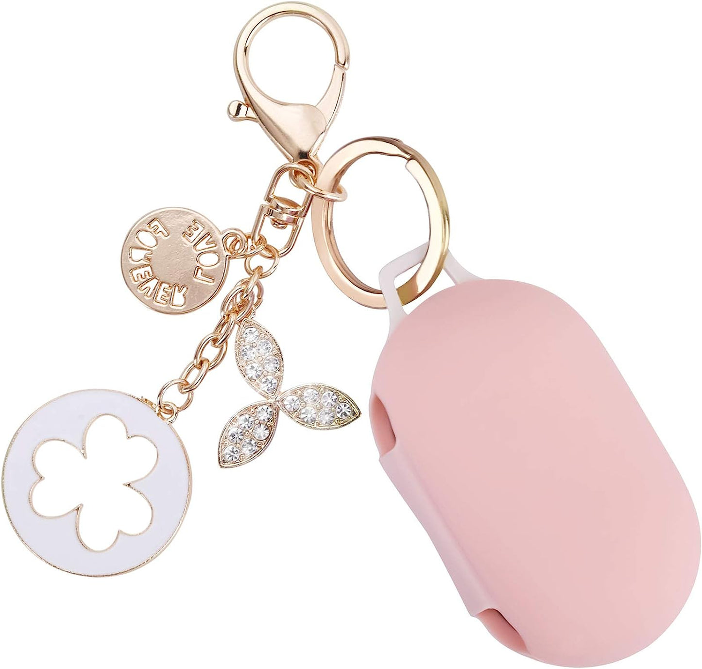 OLEBAND Galaxy Buds and Buds plus Case with Keychain and Cute Accesories,Soft Silicone Protective and Anti-Slip Cover for Samsung Buds+ Charging Case,Earbuds Charging LED Visible  OLEB Pink  