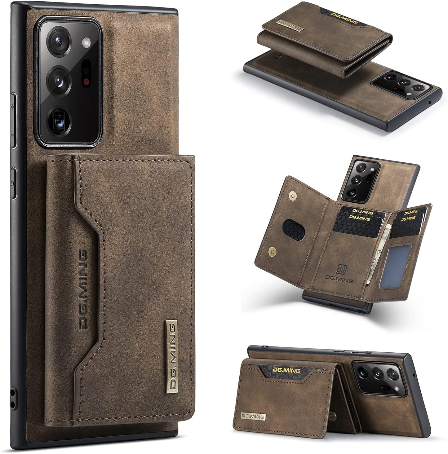 Wallet Case for Samsung Galaxy Note 20 Ultra, DG.MING Premium Leather Phone Case Back Cover Magnetic Detachable with Trifold Wallet Card Holder Pocket for Samsung Galaxy Note 20 Ultra (Brown)  Nuolirong Coffee  