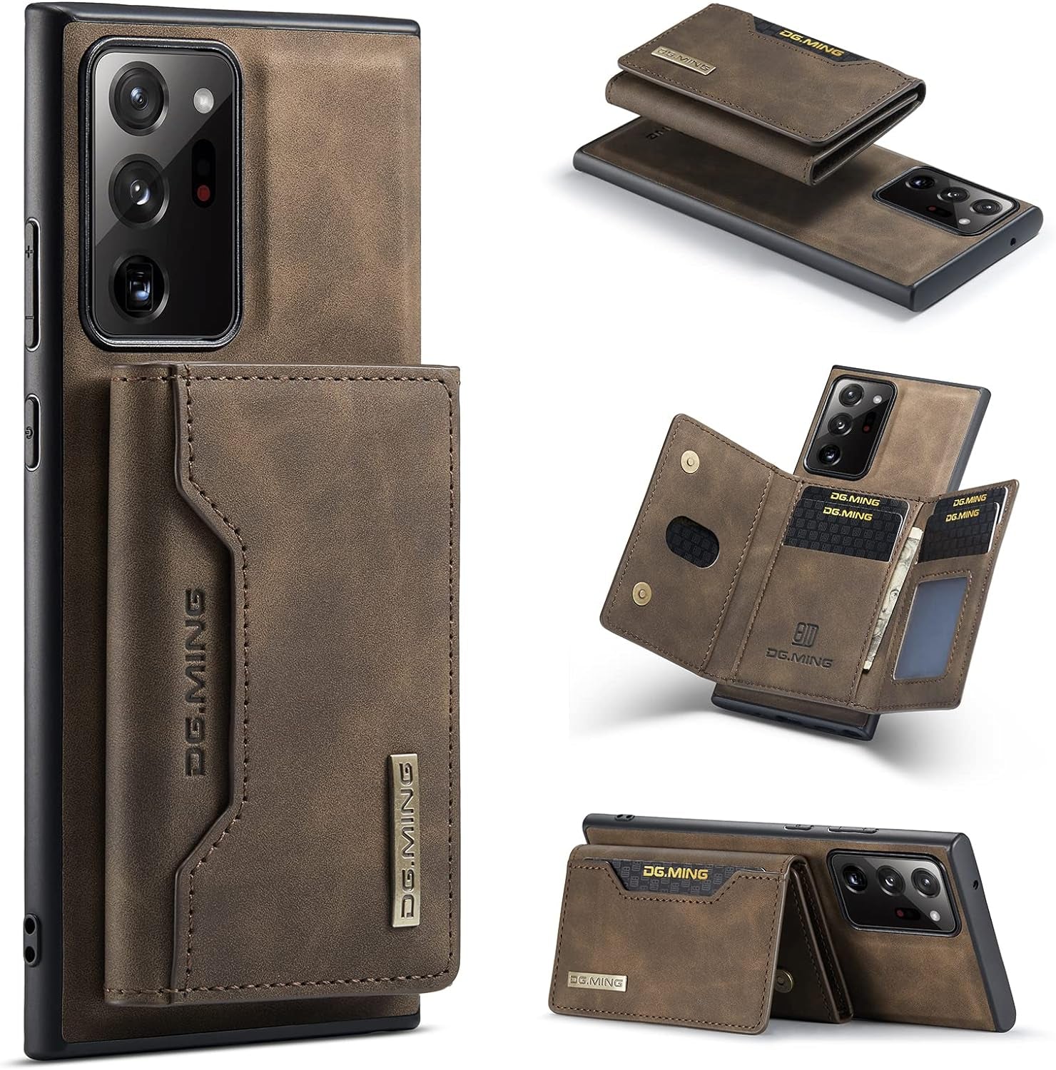 Wallet Case for Samsung Galaxy Note 20 Ultra, DG.MING Premium Leather Phone Case Back Cover Magnetic Detachable with Trifold Wallet Card Holder Pocket for Samsung Galaxy Note 20 Ultra (Brown)  Nuolirong Coffee  