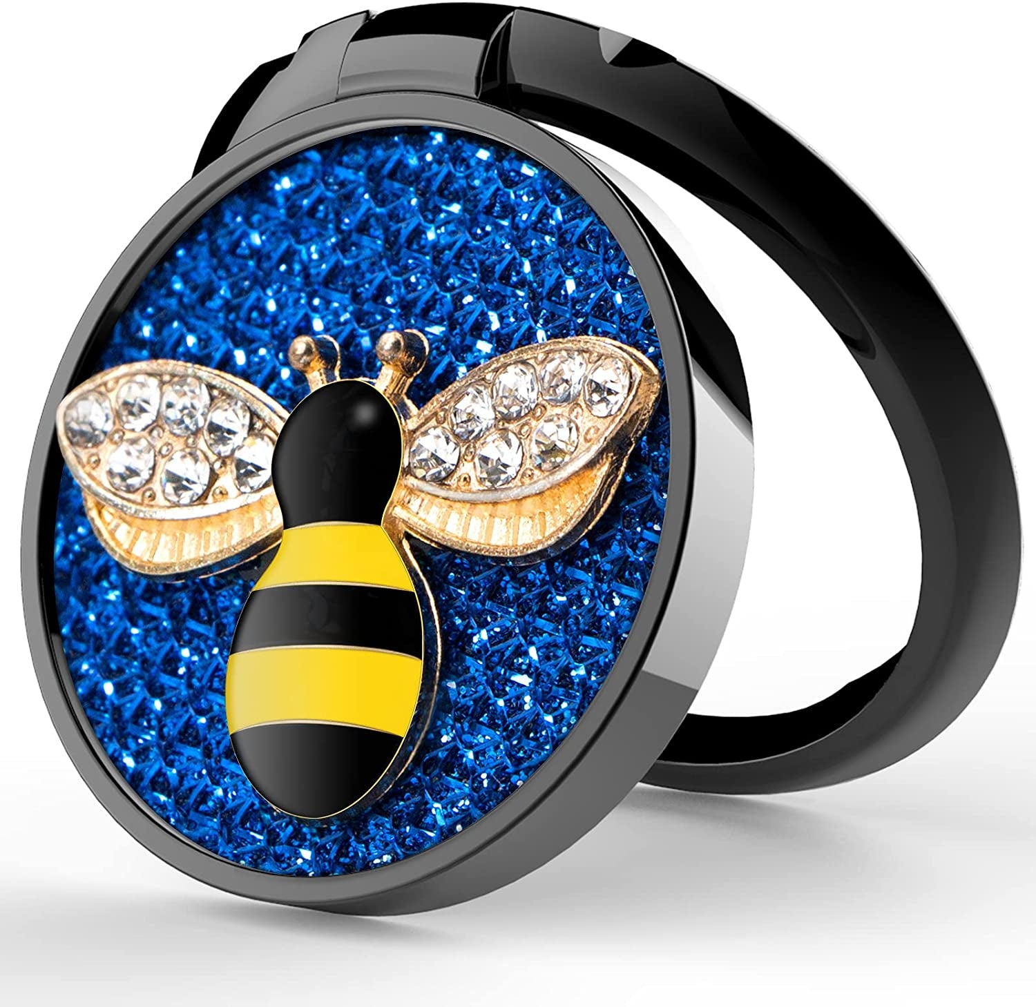 YINHEXI Phone Ring Holder Finger Kickstand, Cell Phone Ring Holder Finger Grip 360 Degree Rotation, with Crystal Stone Enamel Bee (Black)  YINHEXI Blue  