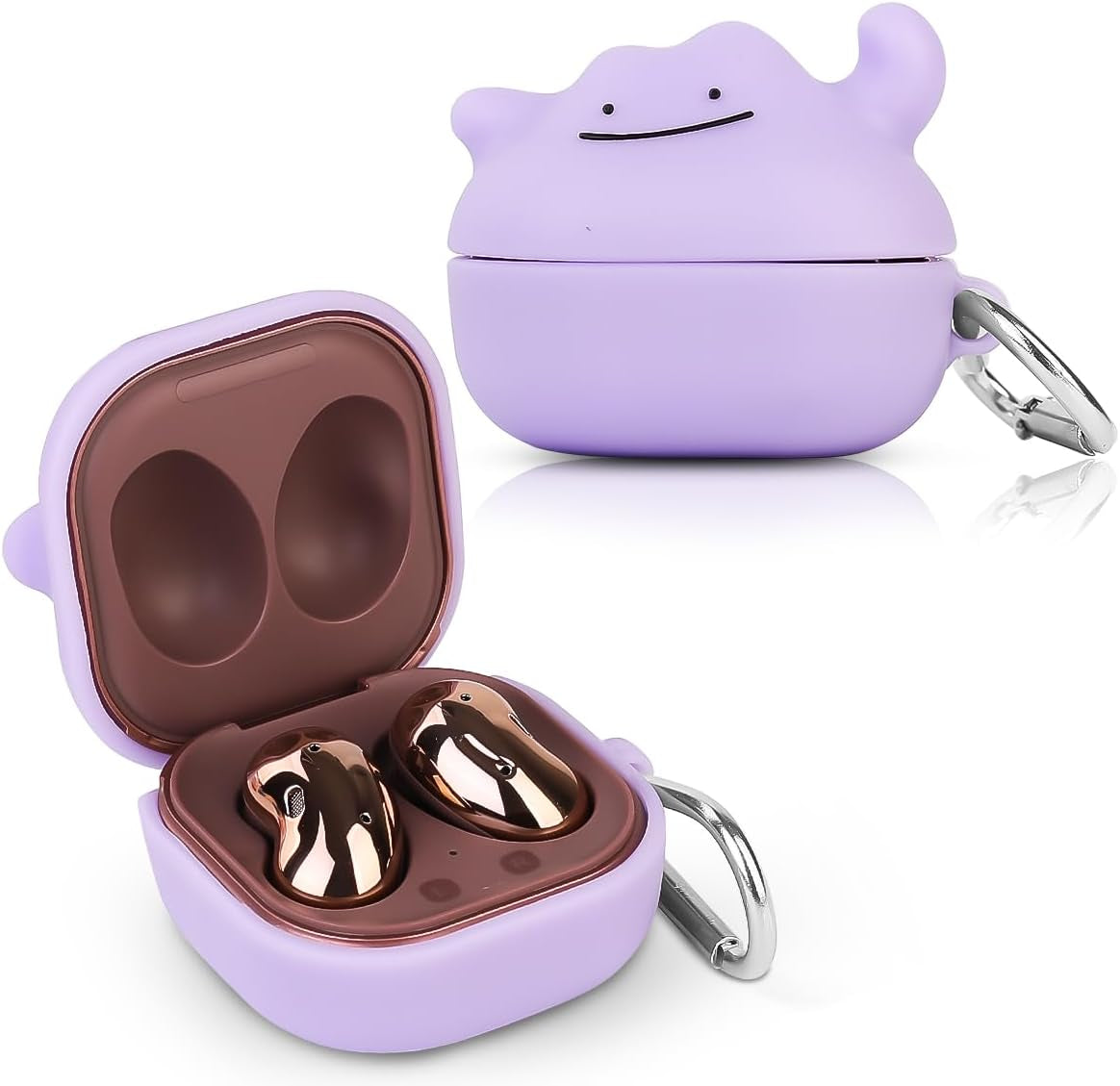 Suublg Silicone Earbuds Case Protective Cover with Keychain for Samsung Galaxy Buds2 Pro Earbuds(2022) /Galaxy Buds 2 (2021) /Galaxy Buds Pro (2021) /Galaxy Buds Live Earphones(2020)  Suublg PurpleHand  
