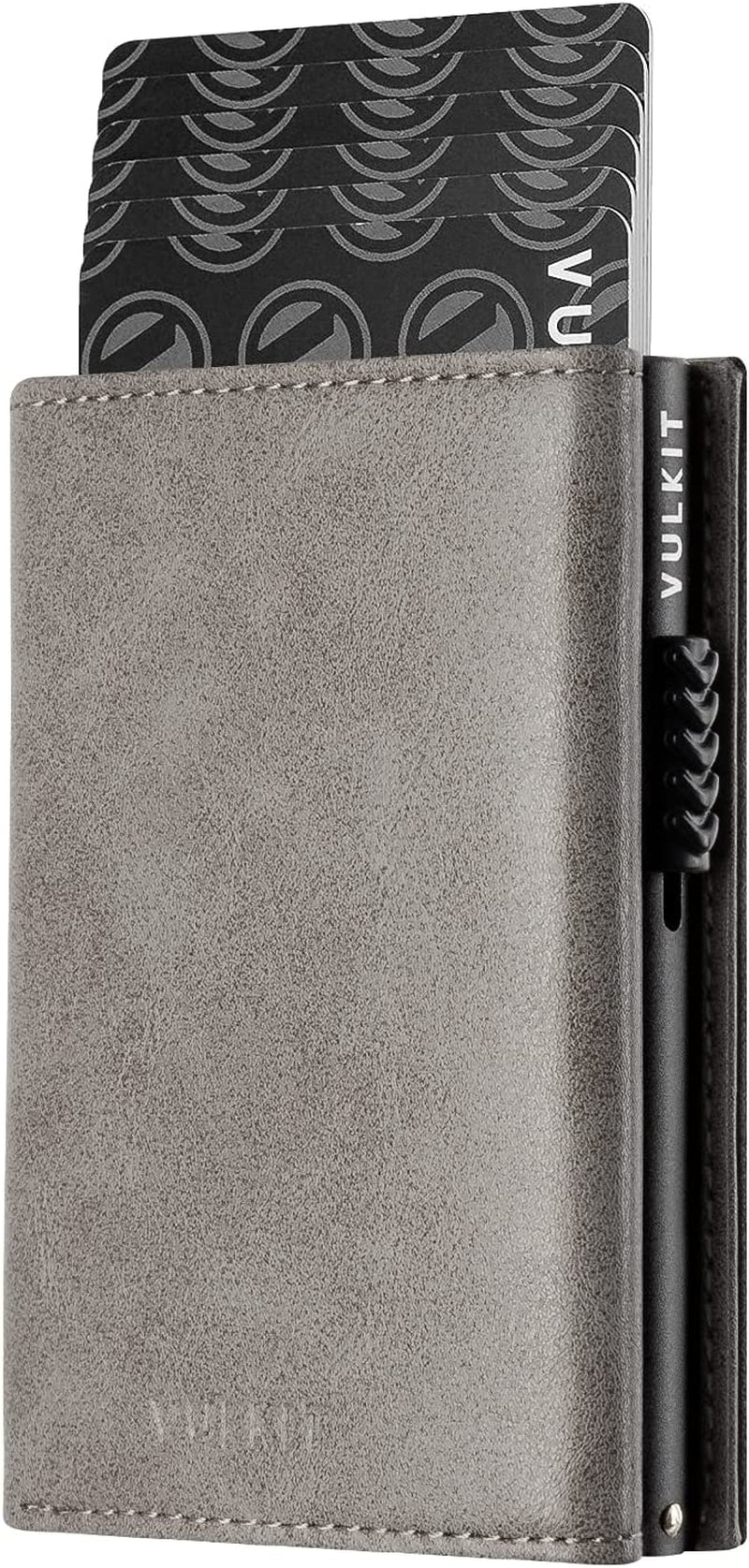 VULKIT Card Holder Wallet with Coin Pocket Magnetic Closure Pop up Cards with ID Window Leather Wallet for Cash & Credit Cards  VULKIT Grey  