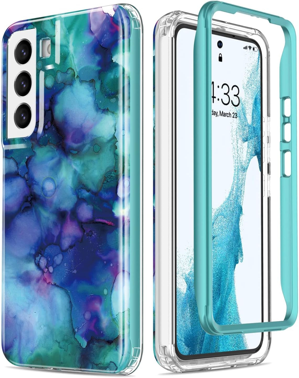 Esdot for Samsung Galaxy S22 plus Case,Military Grade Passing 21Ft Drop Test,Rugged Cover with Fashionable Designs for Women Girls,Protective Phone Case for Galaxy S22+ plus 6.6" Agate Stone  Esdot Opal Marble Purple  