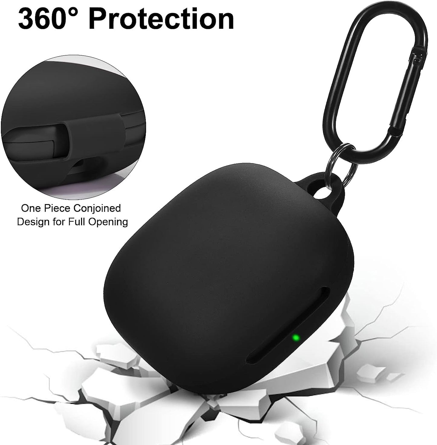 Beats Fit Pro Case Cover, AIRSPO Soft Silicone Case for Beats Fit Pro 2021 Shockproof Beats Fit Pro Earbuds Case Cover with Keychain (Black)  AIRSPO   