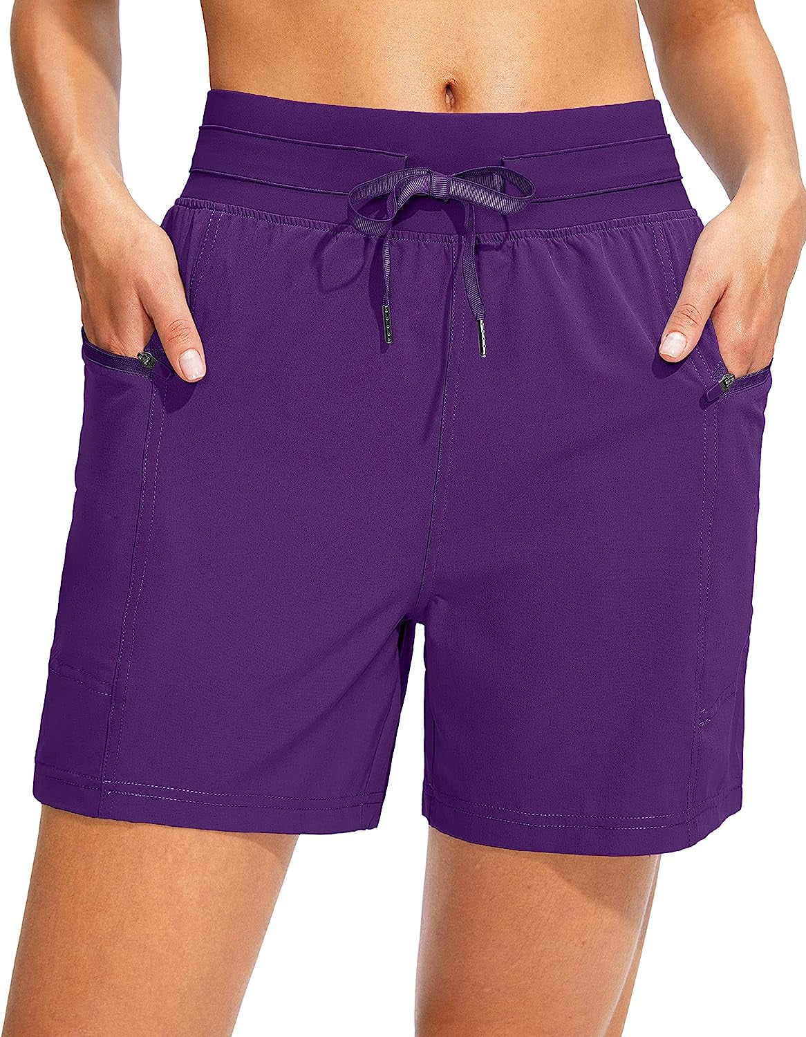 Svensker Women'S Athletic Shorts with Pockets High Waisted 5 Inch Quick Dry Gym Exercise Workout Running Shorts for Women  Svensker Dark Purple Large 