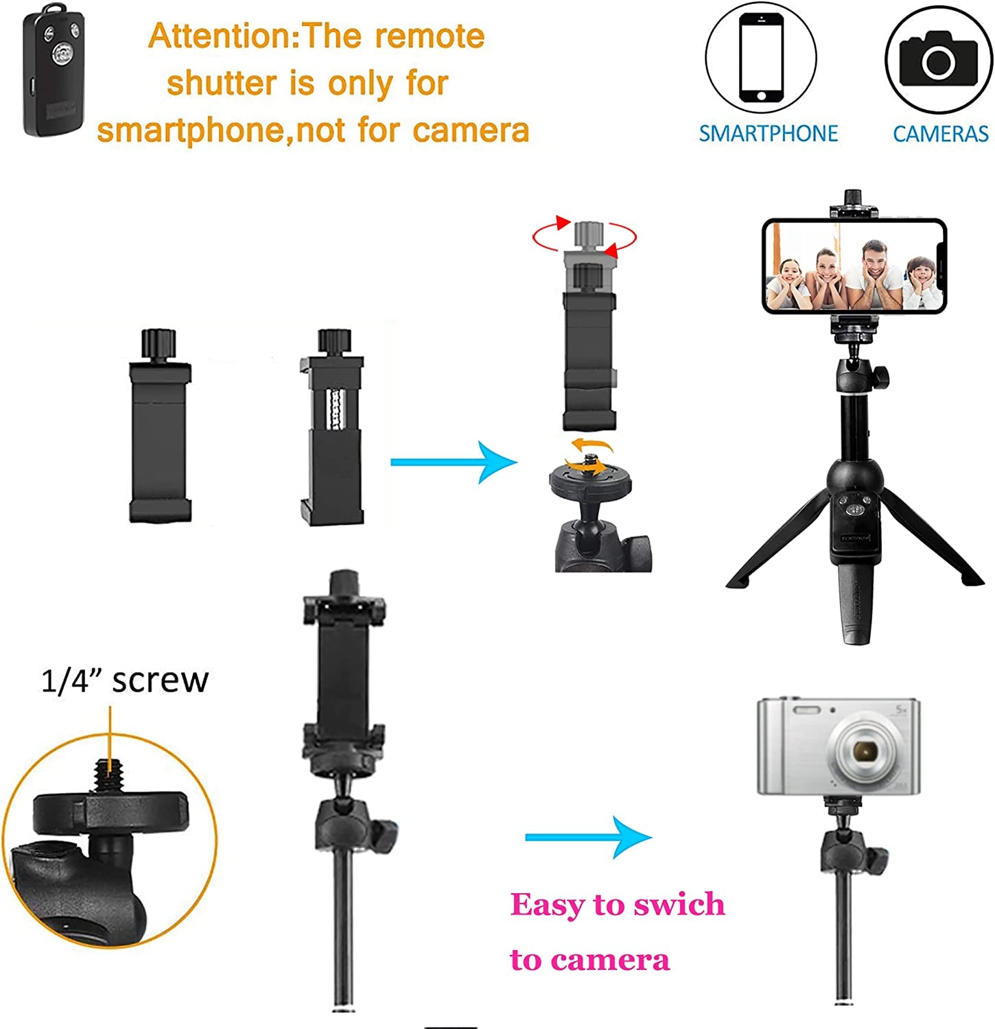 Portable 40 Inch Aluminum Alloy Selfie Stick Phone Tripod with Wireless Remote Shutter Compatible with 14 13 12 11 Pro Max Xr X 8 7 6 Plus, Android Smartphone  bluehorn   