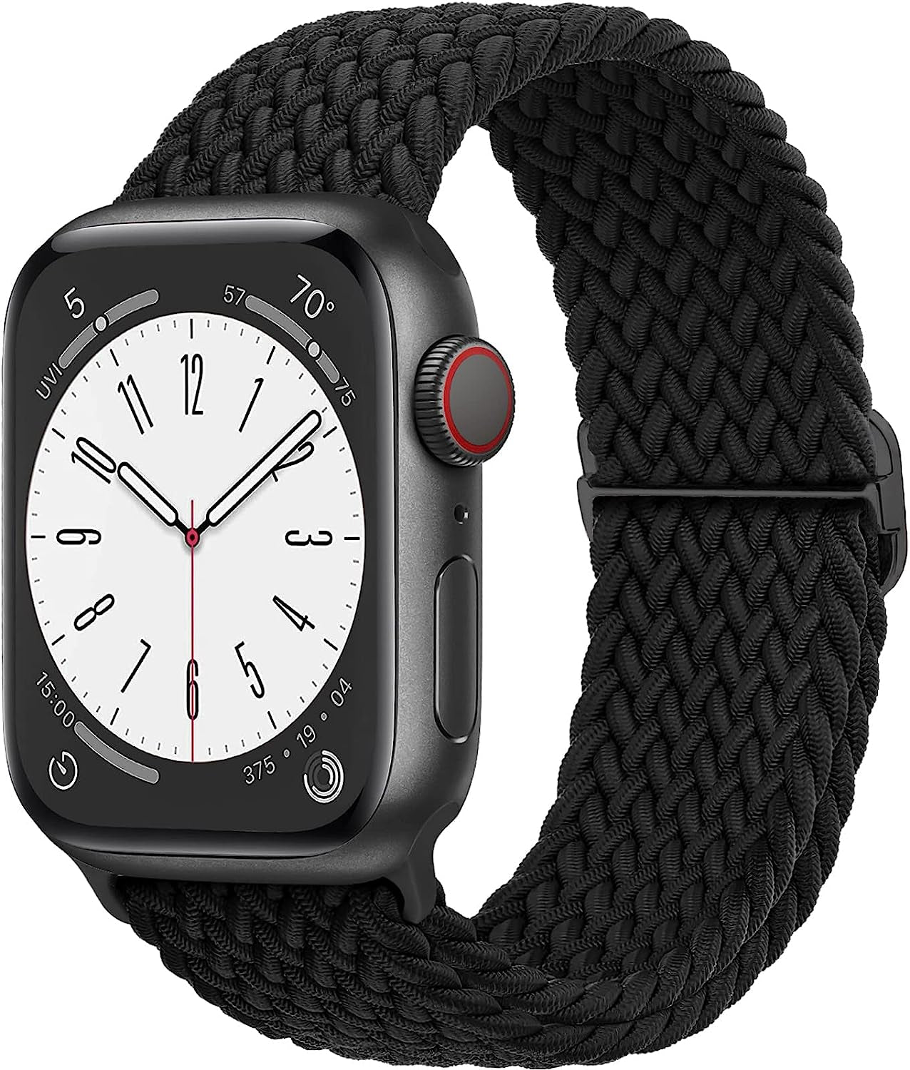 Merlion Stretchy Braided Solo Loop Compatible with Apple Watch Band 38Mm 40Mm 41Mm 42Mm 44Mm 45Mm 49Mm, Sports Adjustable Elastic Straps for Iwatch  Merlion Black 38MM/40MM/41MM 