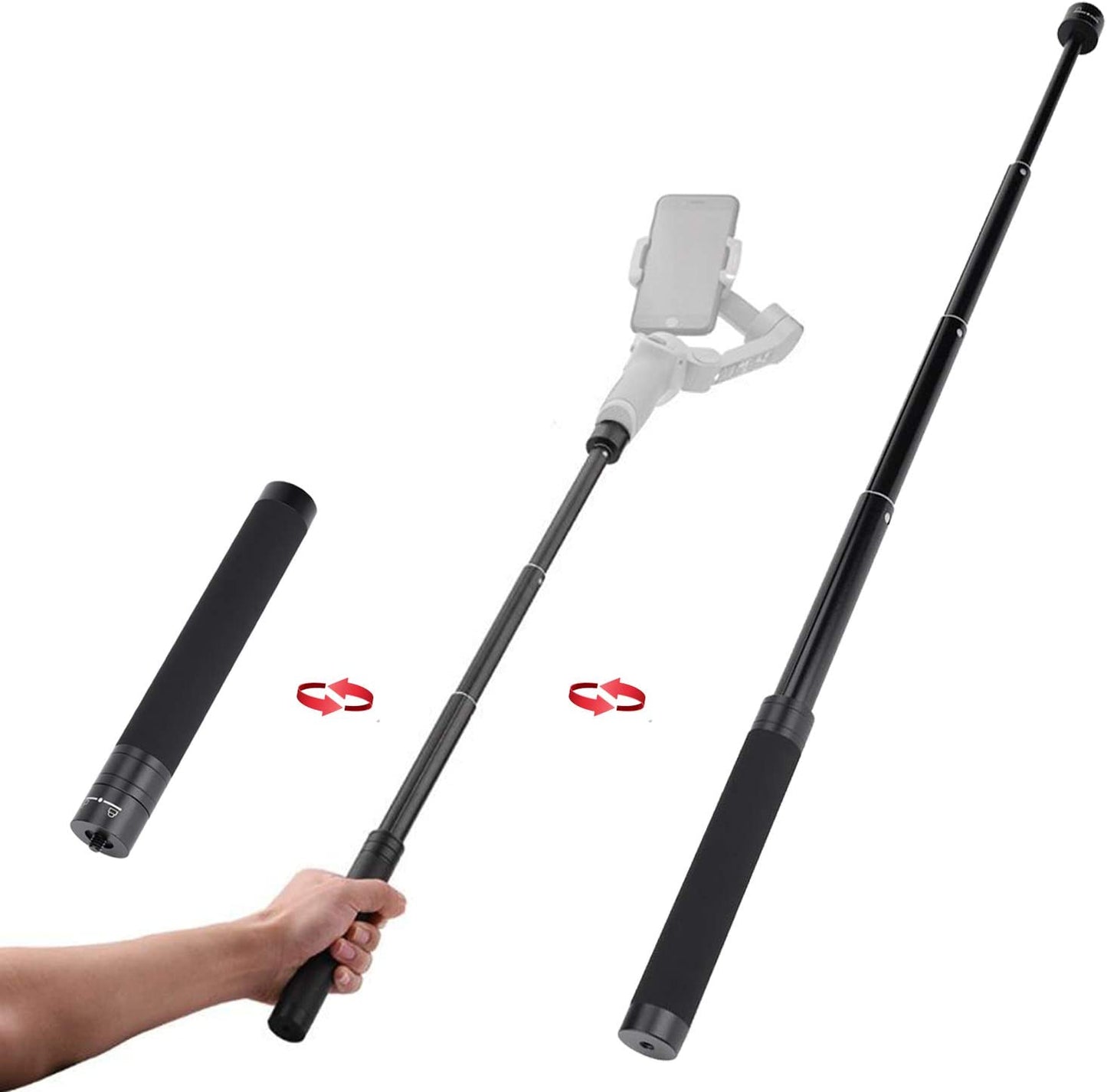 Extension Rod Pole Bar SZ_ABTO Adjustable Selfie Stick for Gimbal Stabilizer Compatible with OSMO Mobile 4 3 Action Gopro Vlog Pocket Zhiyun Smooth 5 Q3 Moza Mini S Handheld Gimbal with 1/4" Thread  SZ-ABTO   
