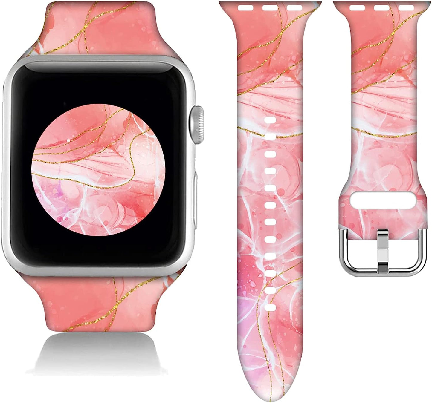 Butterfly Gifts Marble Decorations Wristband Straps for Apple Watch Band 38Mm/40Mm/41Mm/42Mm/44Mm/45Mm Soft Silicone Animal Watch Band Strap for Apple Smart Watch Series 7 6 5 4 3 2 1 SE.  DGDGDG Aesthetic Pink Marble 42mm/44mm/45mm 