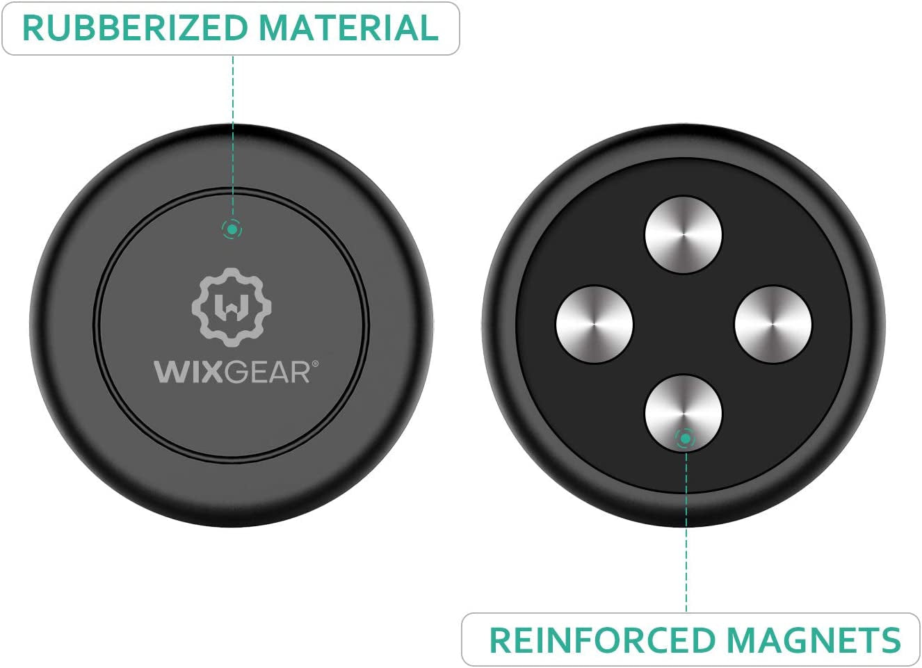 Wixgear Universal Flat Stick on (2 Pack) Dashboard Magnetic Car Mount Holder for Cell Phones and Mini Tablets with Fast Swift-Snap Technology - Extra Slim  WizGear   