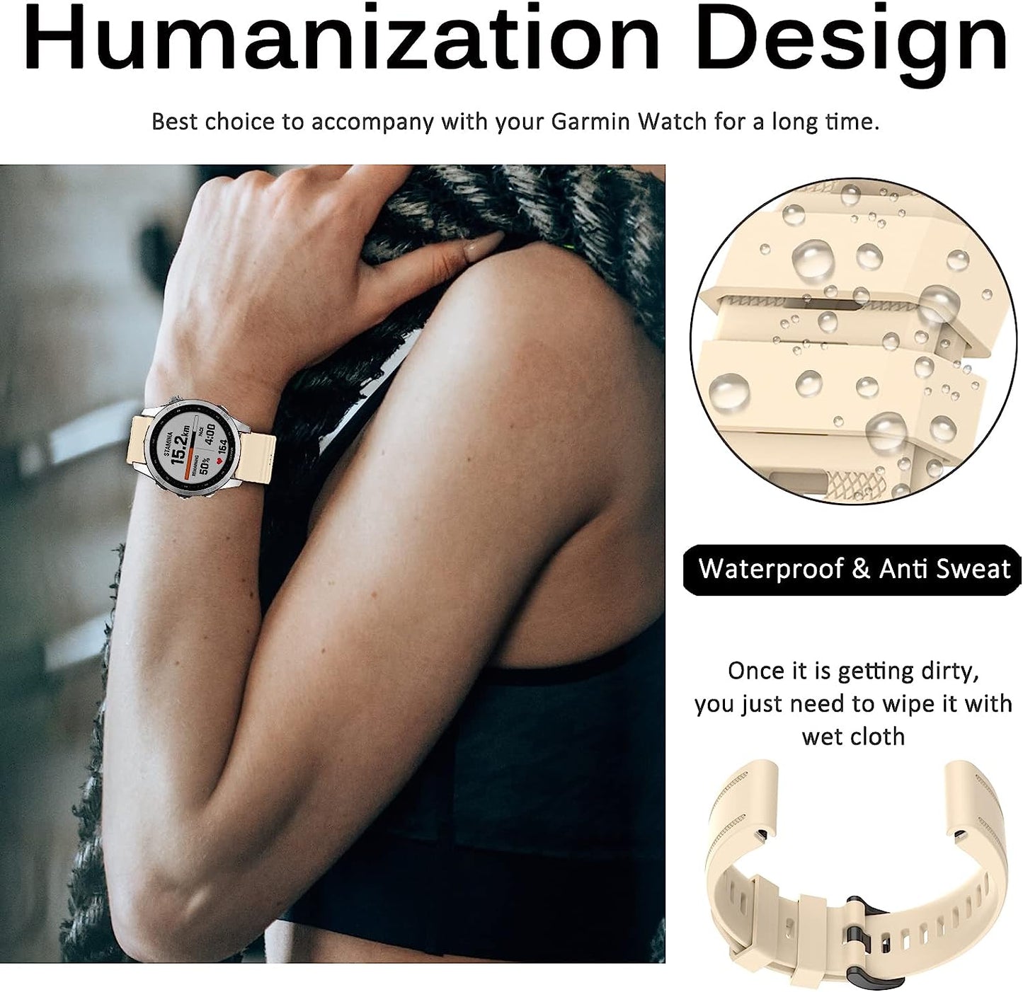 Miimall Compatible for Garmin Fenix 7S 20Mm Watch Band, Soft Silicone Strap Flexible Sport Women Man Easy-Fit Waterproof Replacement Band for Garmin Fenix 7S/7S Solar/7S Sapphire Solar/6S/5S(Cream)  Miimall   