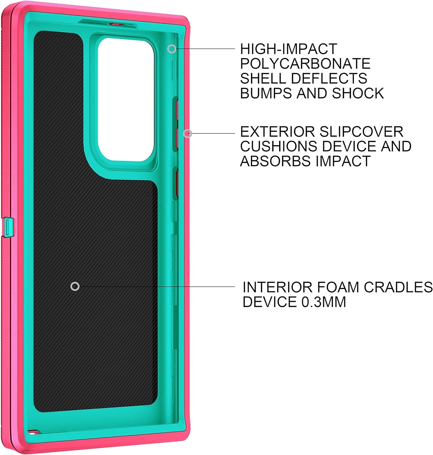 MXX Galaxy S22 Ultra Case - Heavy Duty Shockproof Rugged Bumper, Full Protection Dust Proof Cover, 6.8" (Pink/Light Blue)  Mxx Accessories llc   